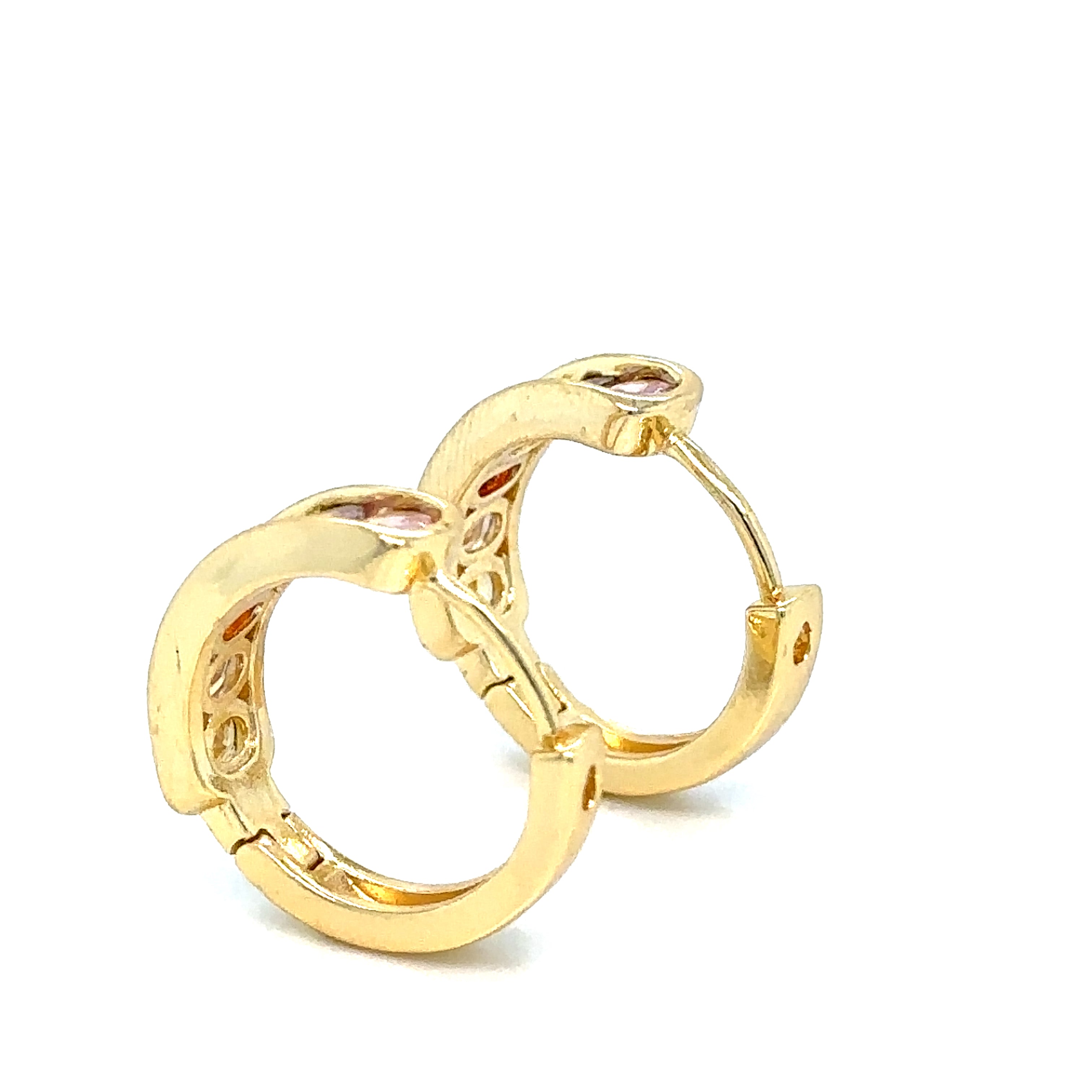 Chic Gold-Plated Hoop Earrings with Multicolored Stones , Modern Hoop Earrings image 4