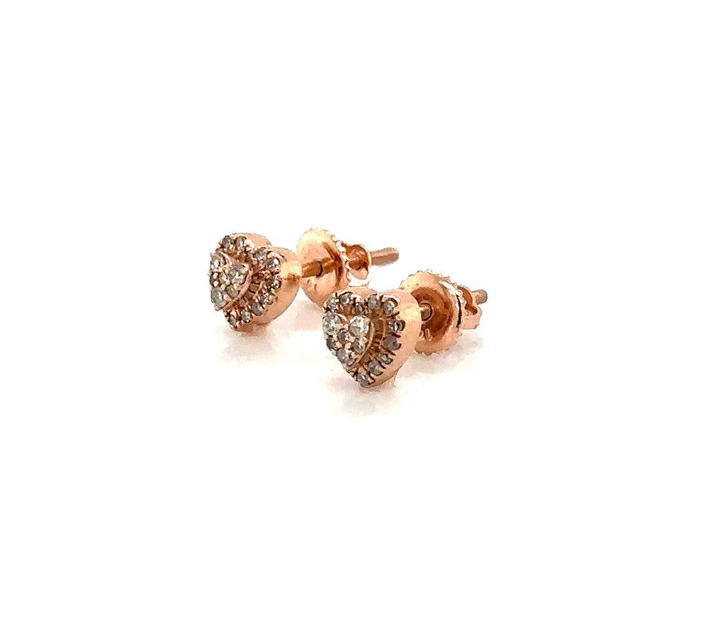 14k Gold 0,18Ct Diamond Earrings, Real Diamond Earrings,14K Solid Gold Heart Ear image 1