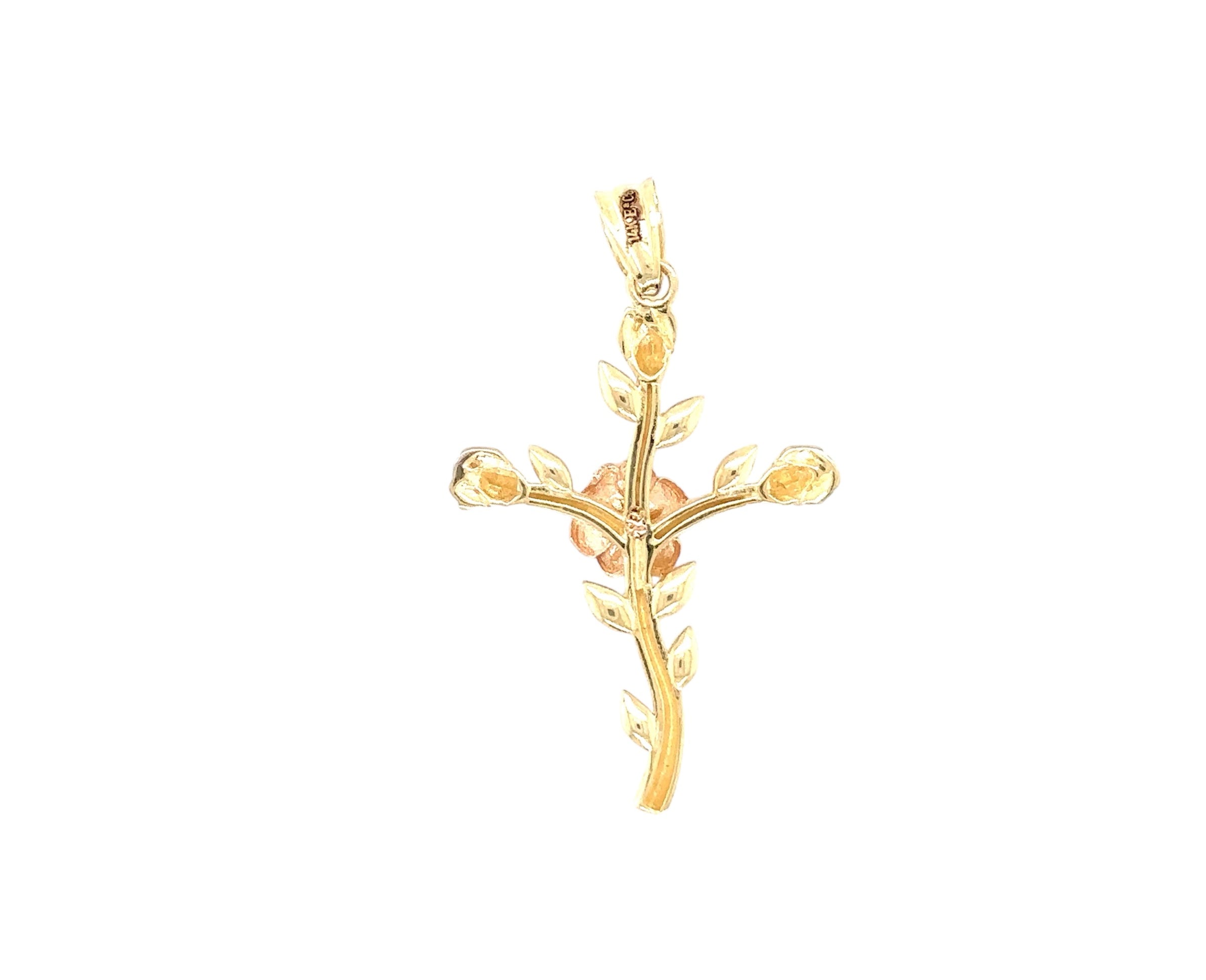 14K Real Gold Cross Pendant - Gold Crucifix Pendant - Unisex Crucifix Pe image 3