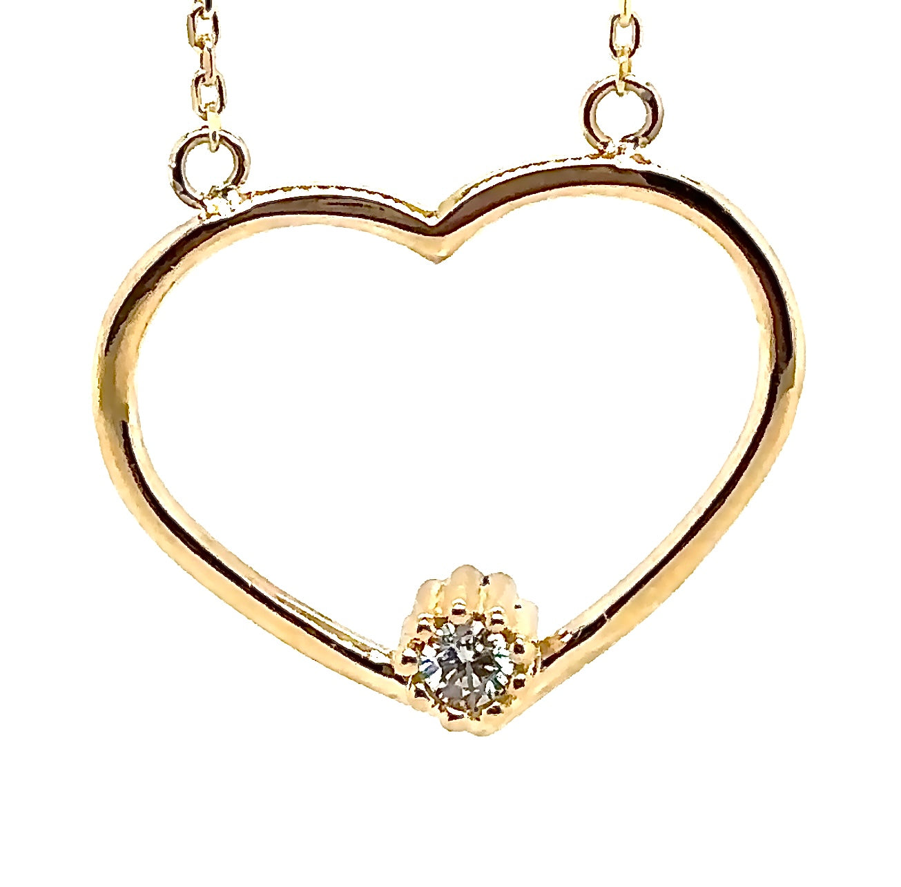 14K Real GoldHeart Pendant Necklace with Cubic Zirconia image 2