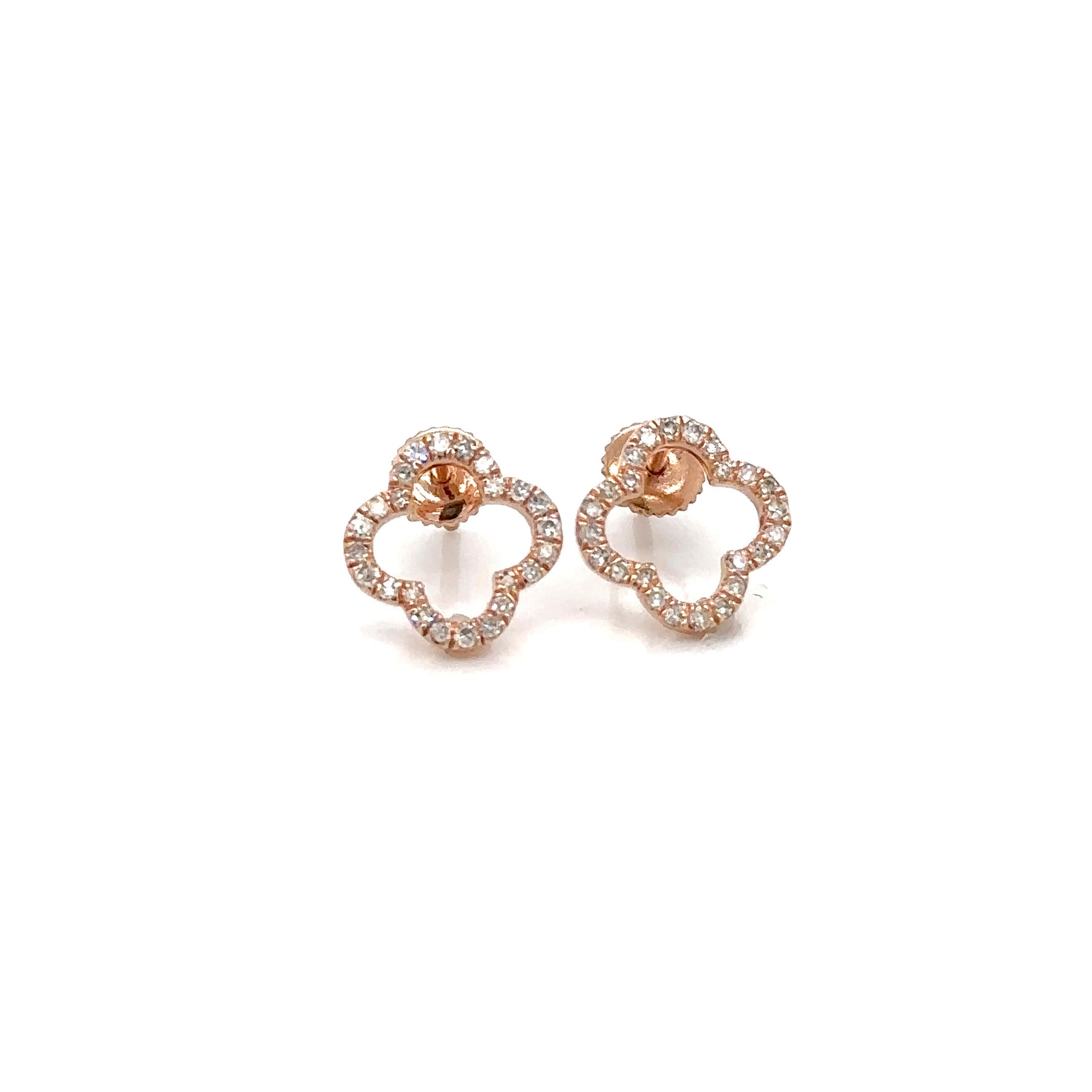 14k Gold 0,26Ct  Diamond Earrings, Real Diamond Earrings, 14K Solid Gold Floral image 4