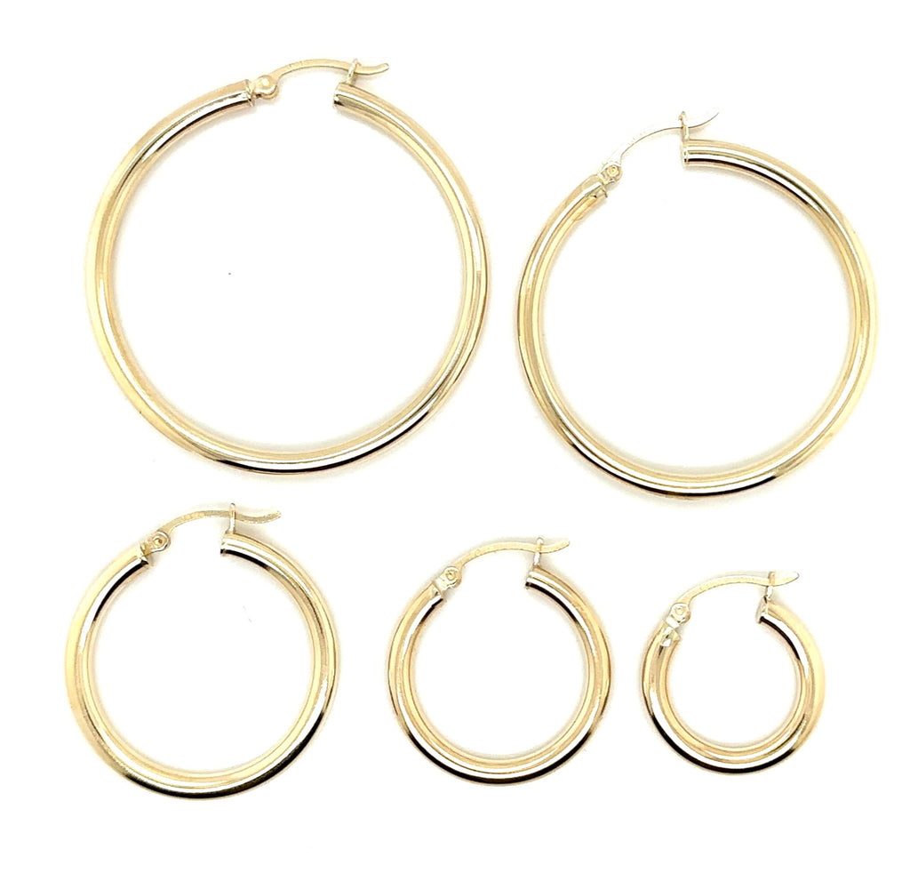 Plain Hoop Earrings in Real 14K Gold image 1