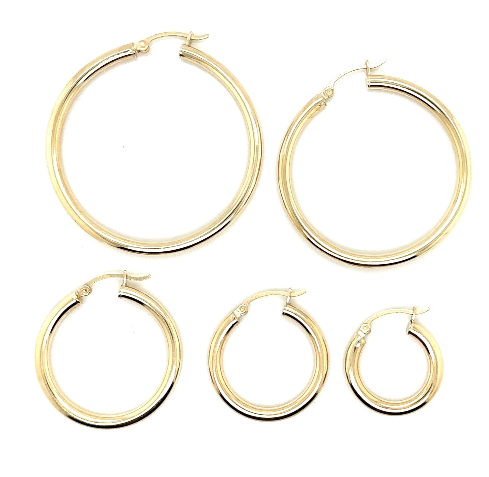 Plain Hoop Earrings in Real 14K Gold image 1