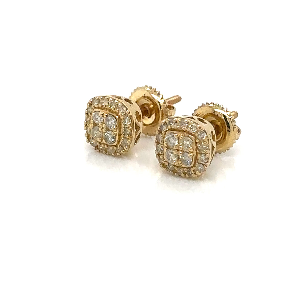 14k Gold 0,45Ct Diamond Earring,Real Diamond Earrings,14K Solid Gold Square Stud image 3