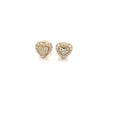 14k Gold 0,50Ct Diamond Earrings, Real Diamond Earrings, 14K Solid Gold Heart Ea image 0