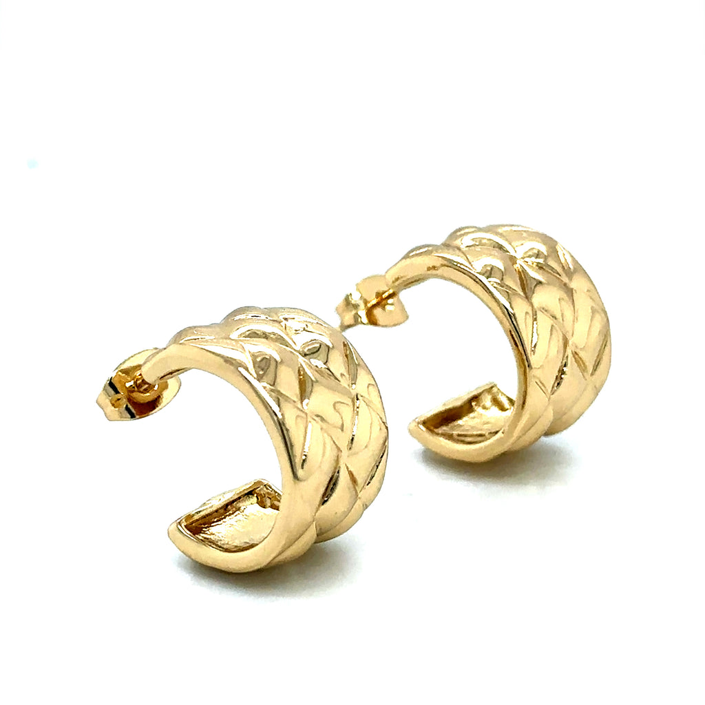 Textured Gold-Plated Half Huggie Earrings image 2