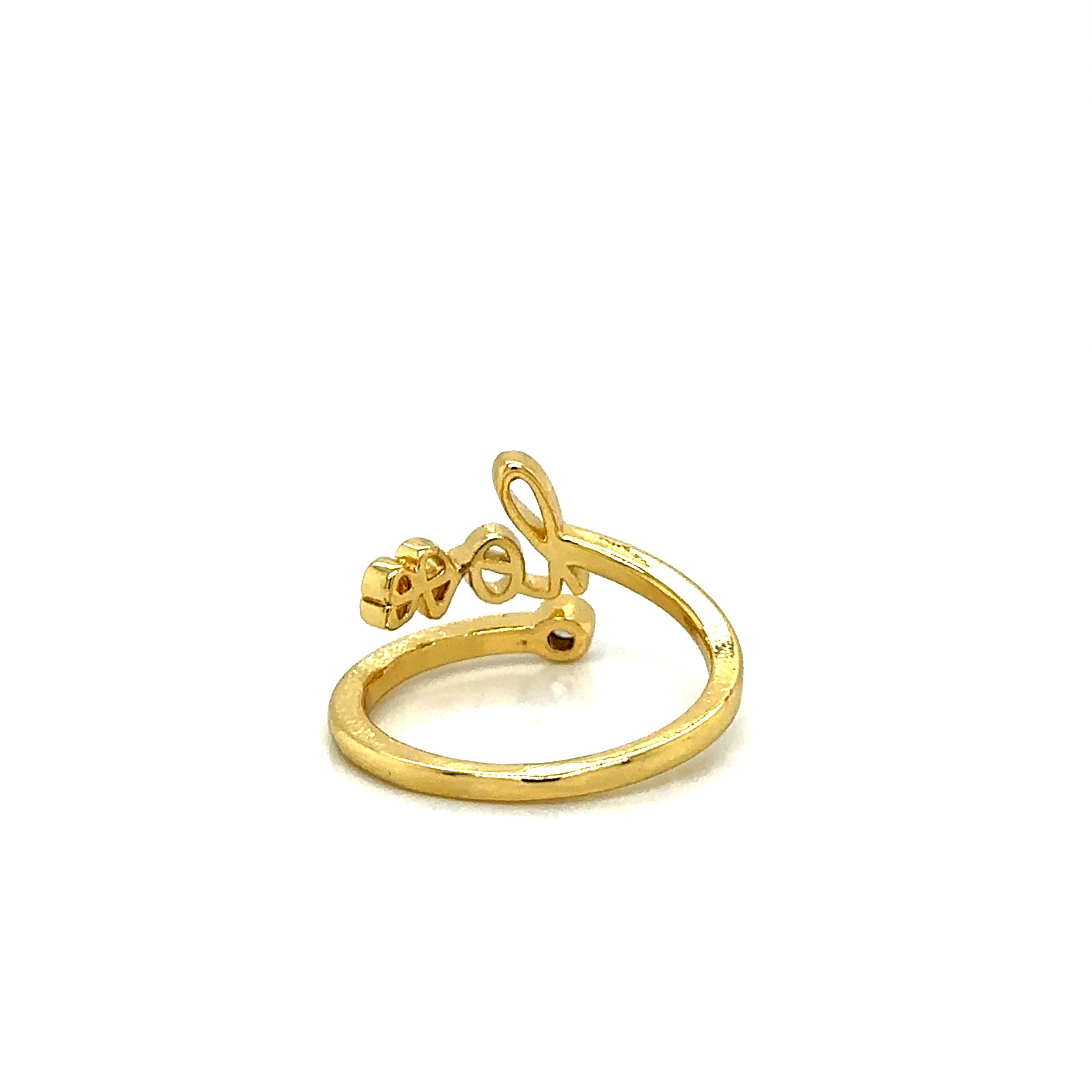 Gold-Plated "Love" Script Ring with Crystal Accent image 4