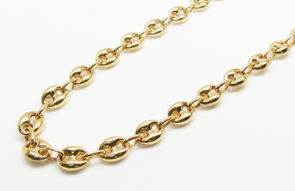 Puffed Mariner Anchor Link Chain Real 14K Yellow Gold-Hollow image 0