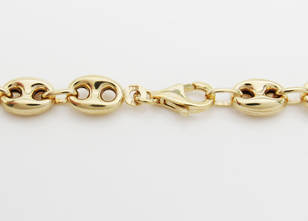 Puffed Mariner Anchor Link Chain Real 14K Yellow Gold-Hollow image 1