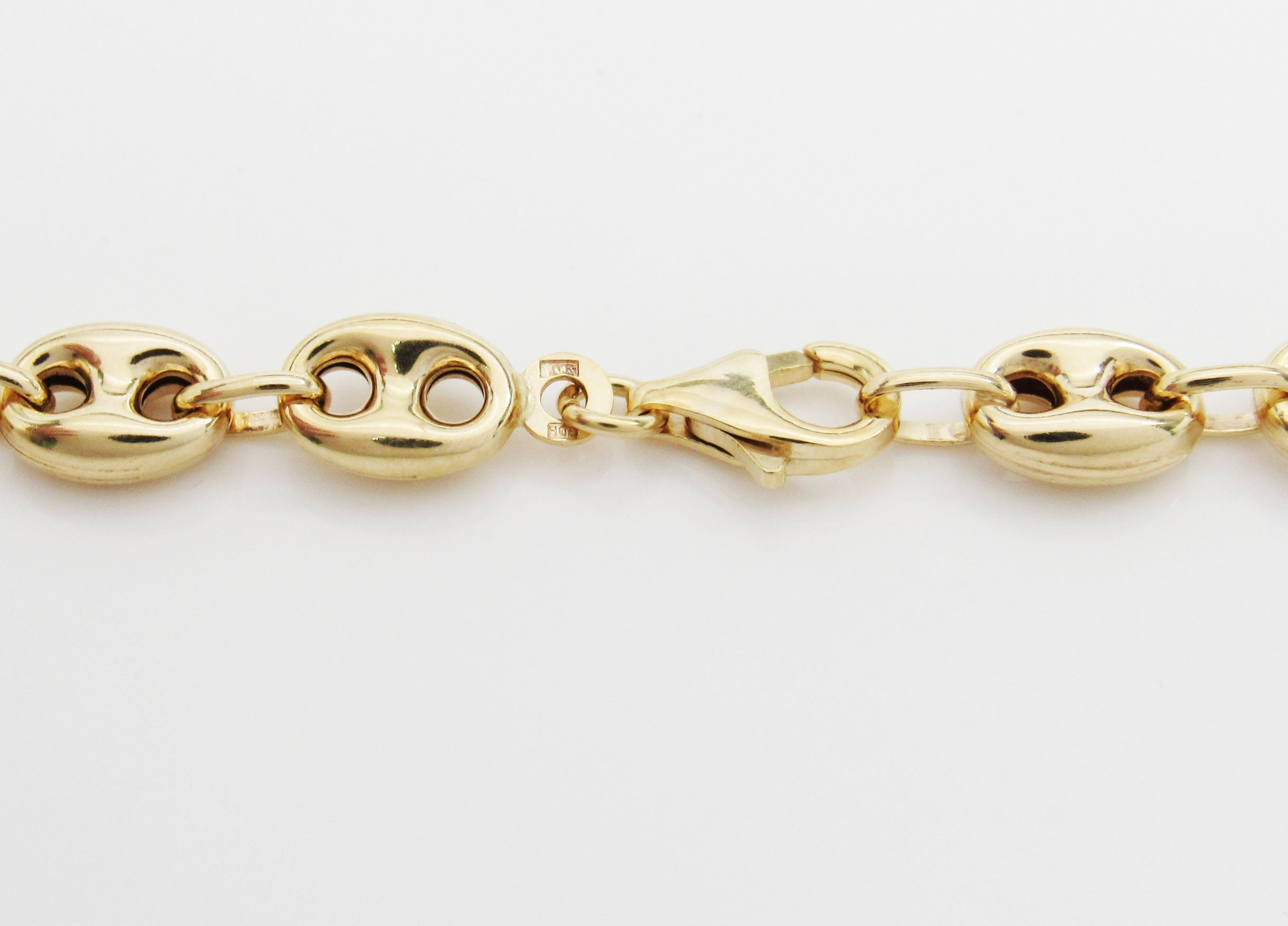 Puffed Mariner Anchor Link Chain Real 14K Yellow Gold-Hollow image 1