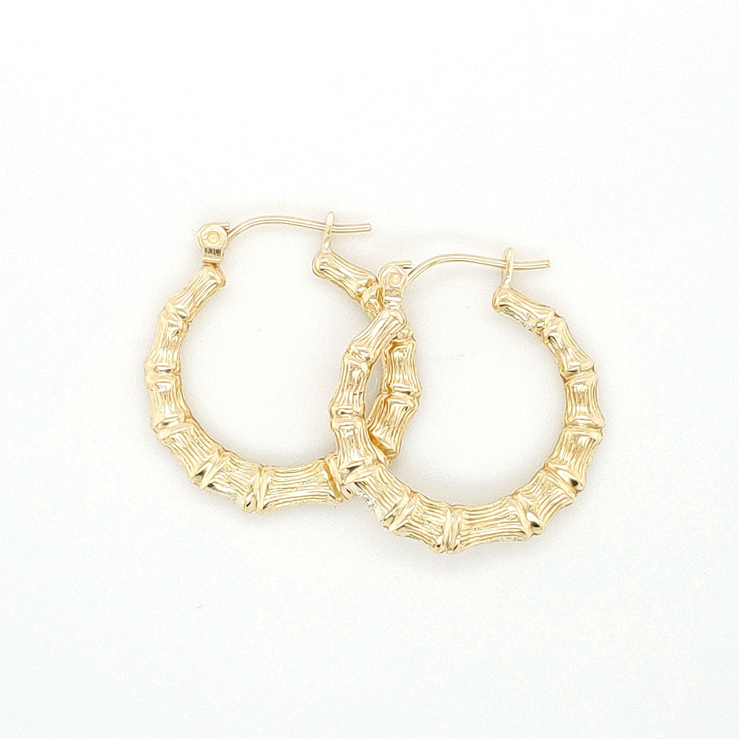 Bamboo Hoop Earring in Yellow Gold image 5