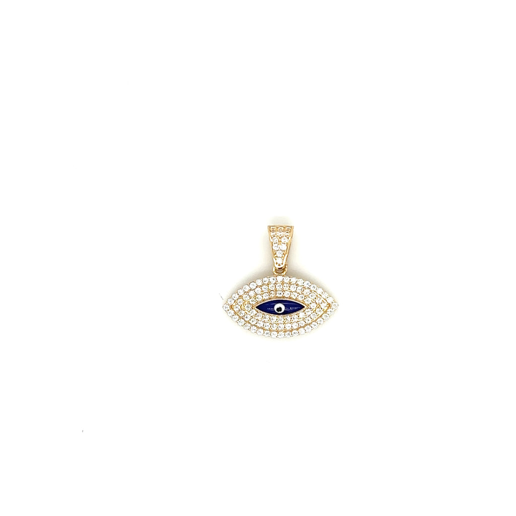 14K Real Gold Evil Eye Pendant image 0