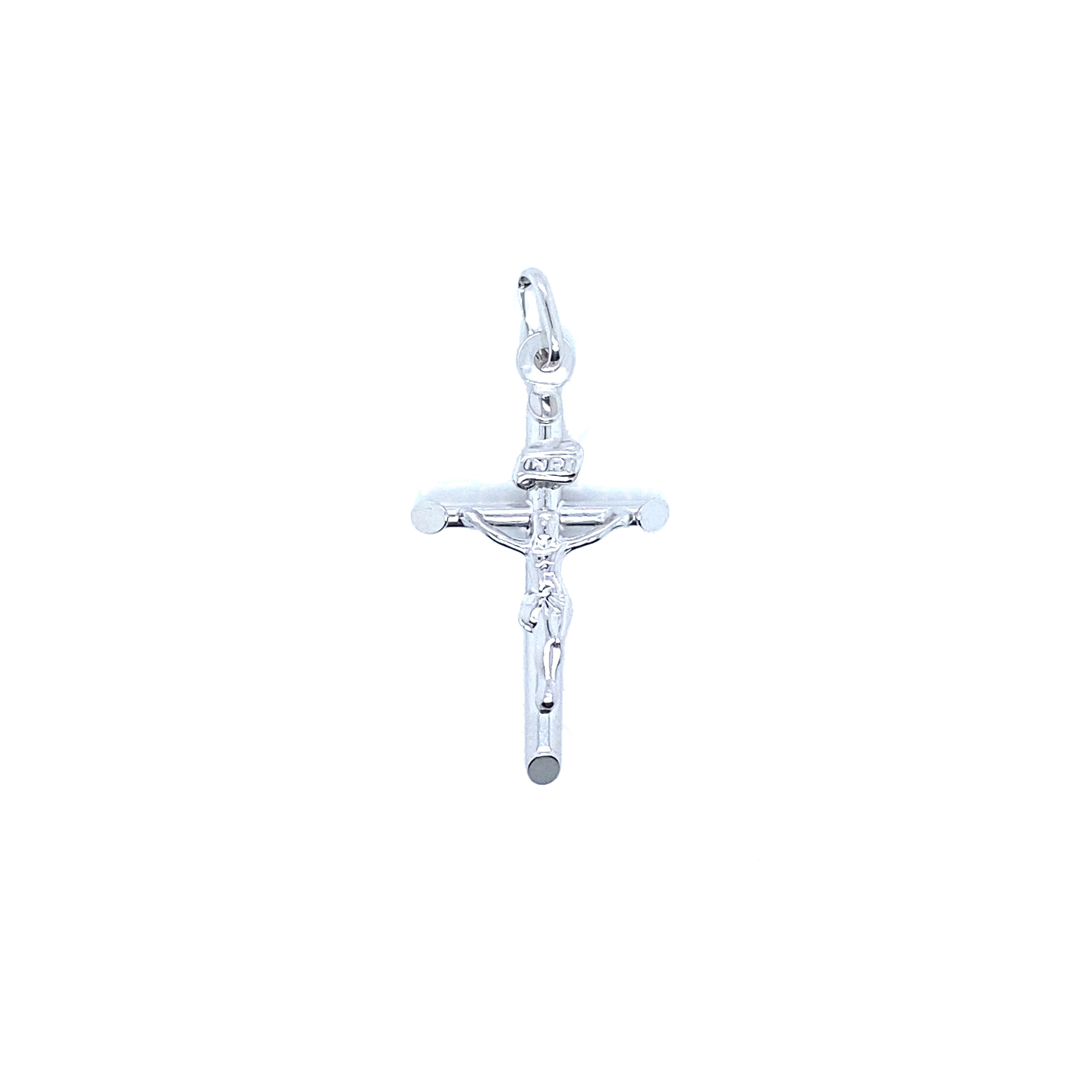 Jesus Cross Pendant in Real 14K White Gold image 0