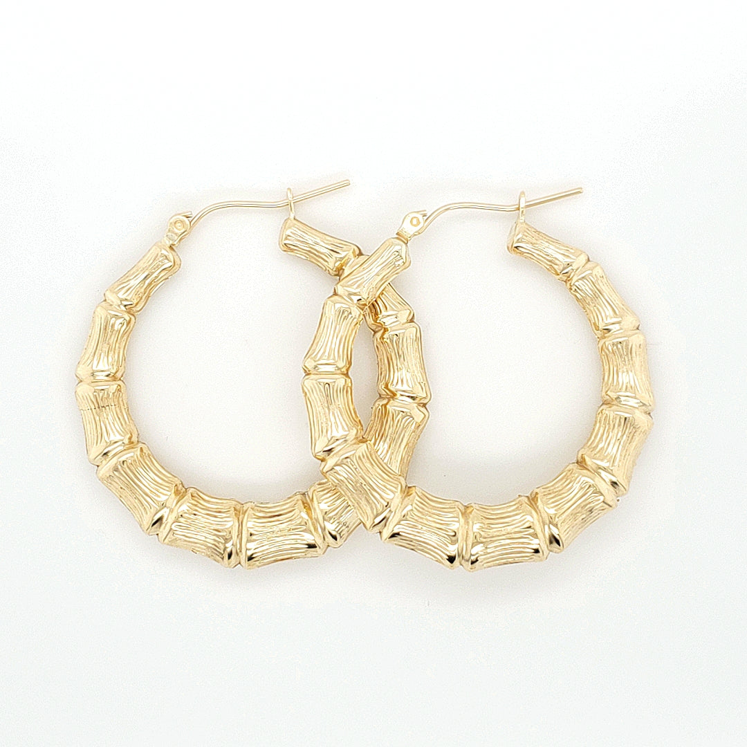 Bamboo Hoop Earring in Yellow Gold image 7
