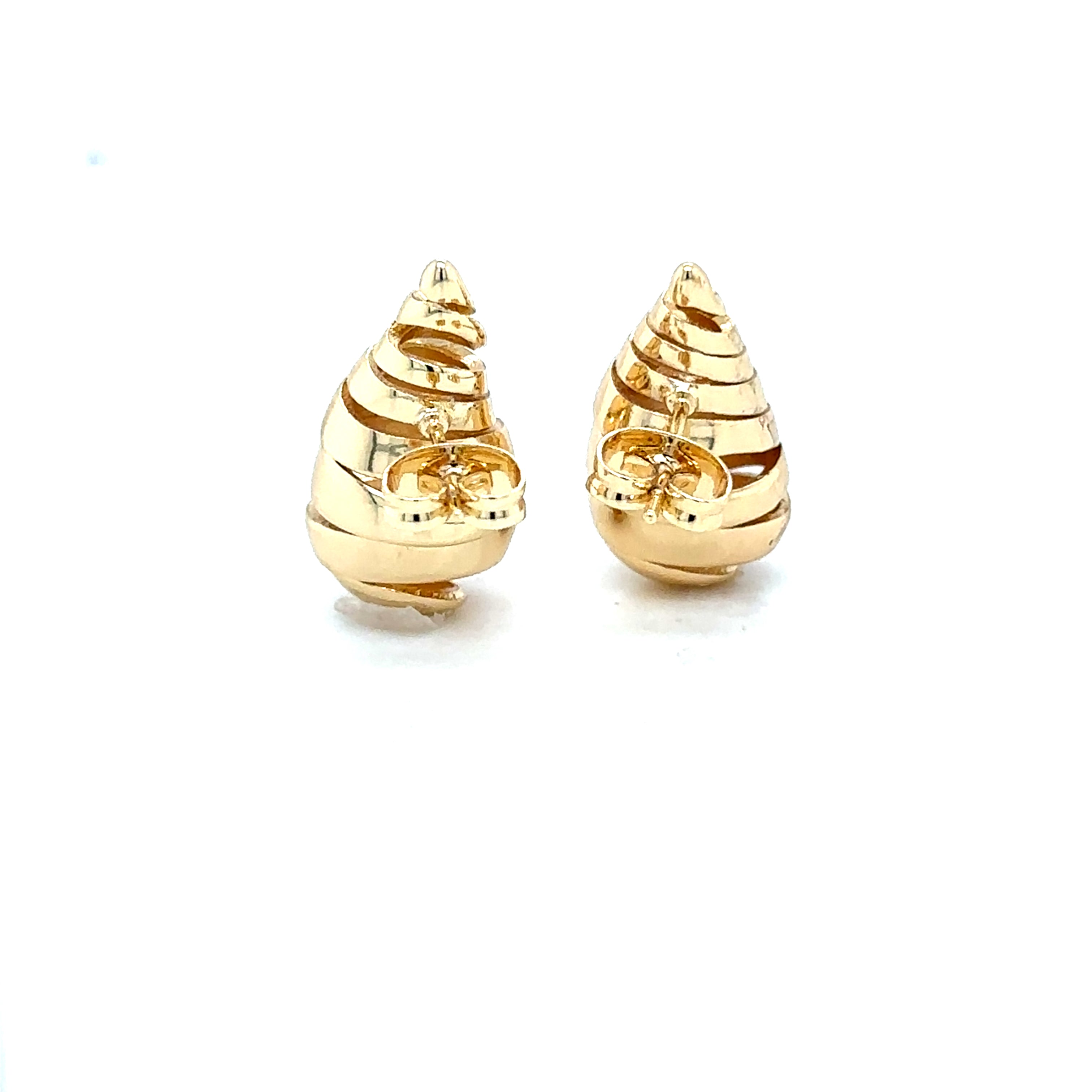 Gold-Plated Spiral Shell Stud Earrings image 3