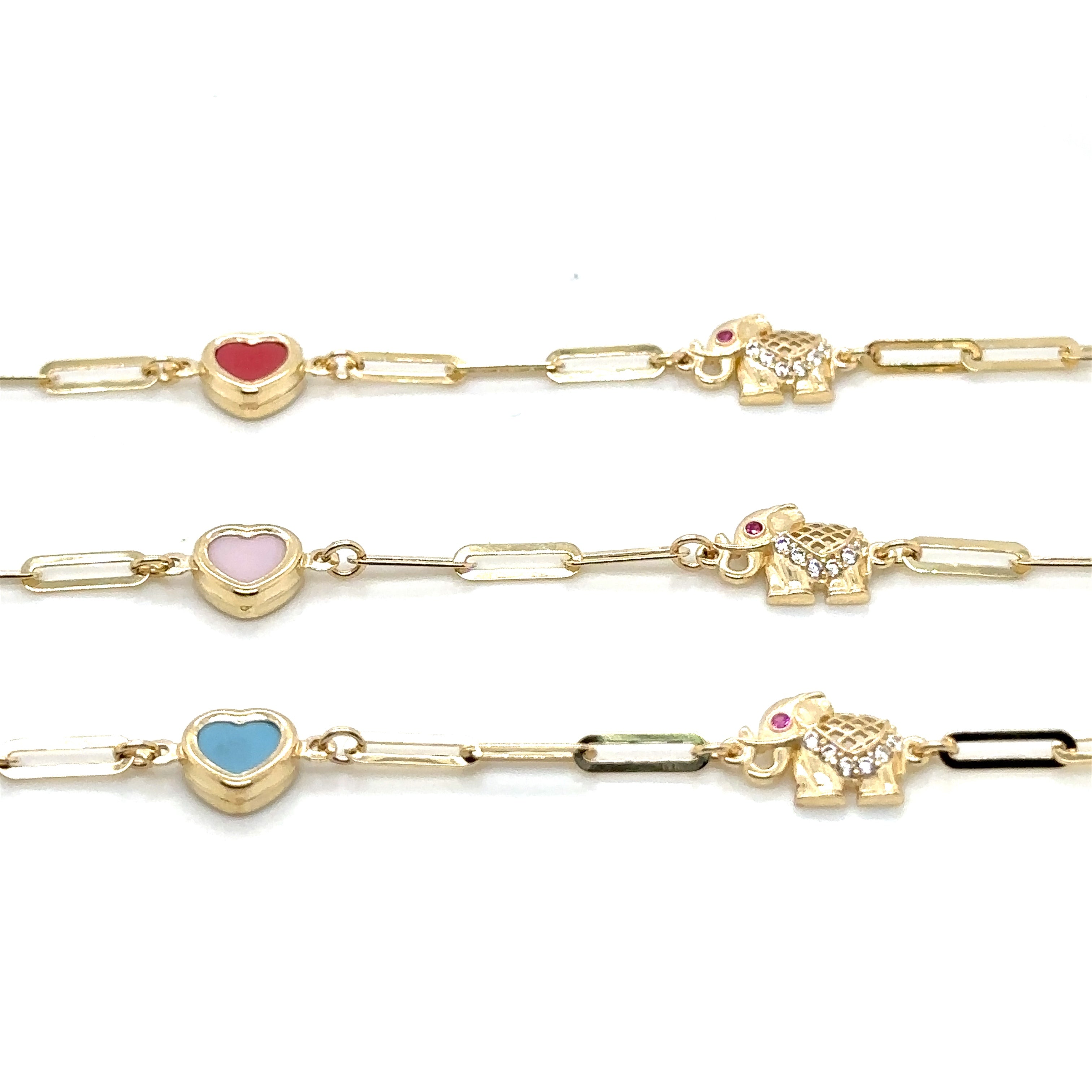 14k Gold Elephant Anklet, Heart Anklet - 14k Gold Anklet - Ankle Bracelet- Ankle image 1