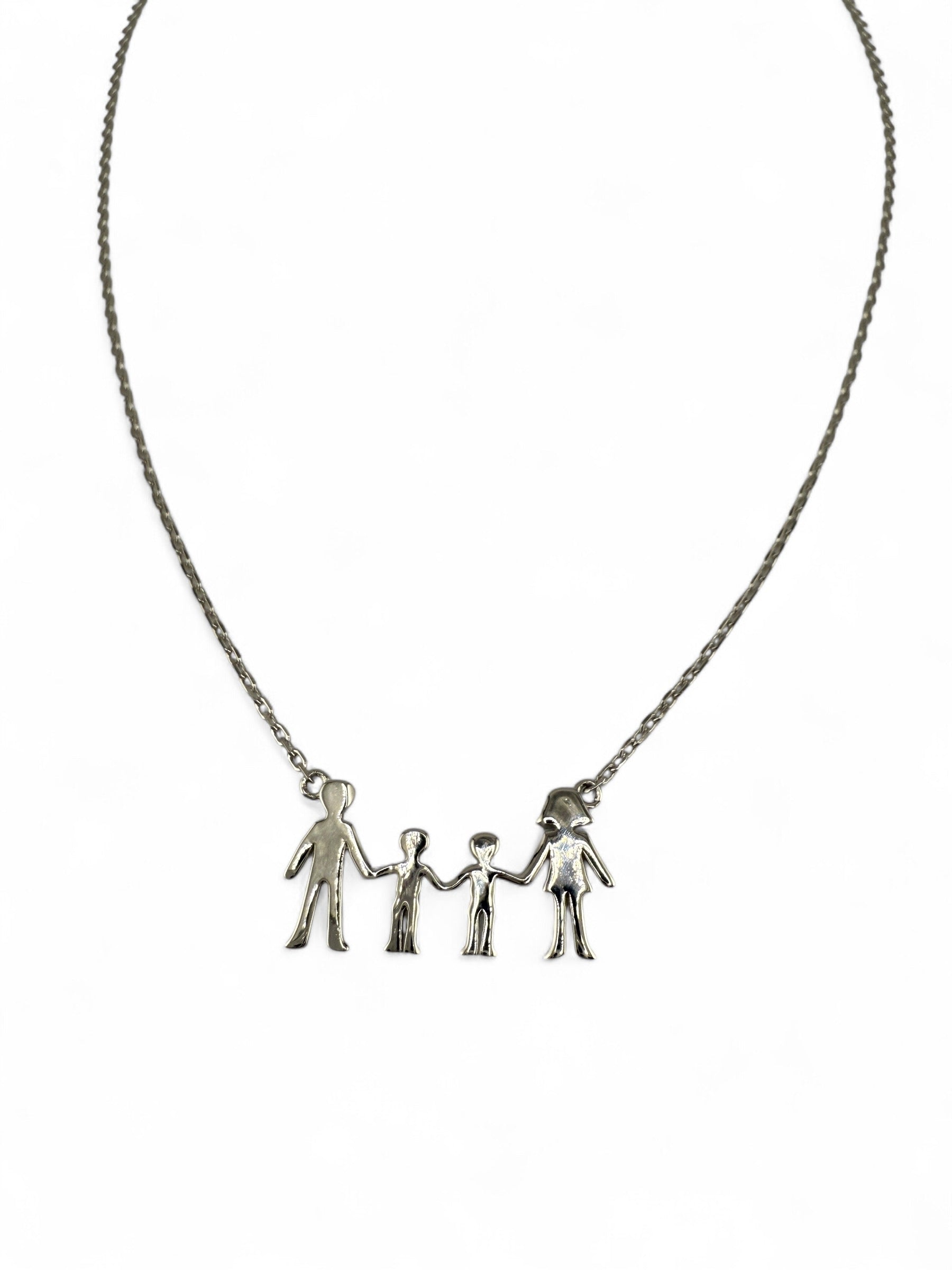 Sterling Silver Family Necklace-Mom Dad & Kids Pendant image 3