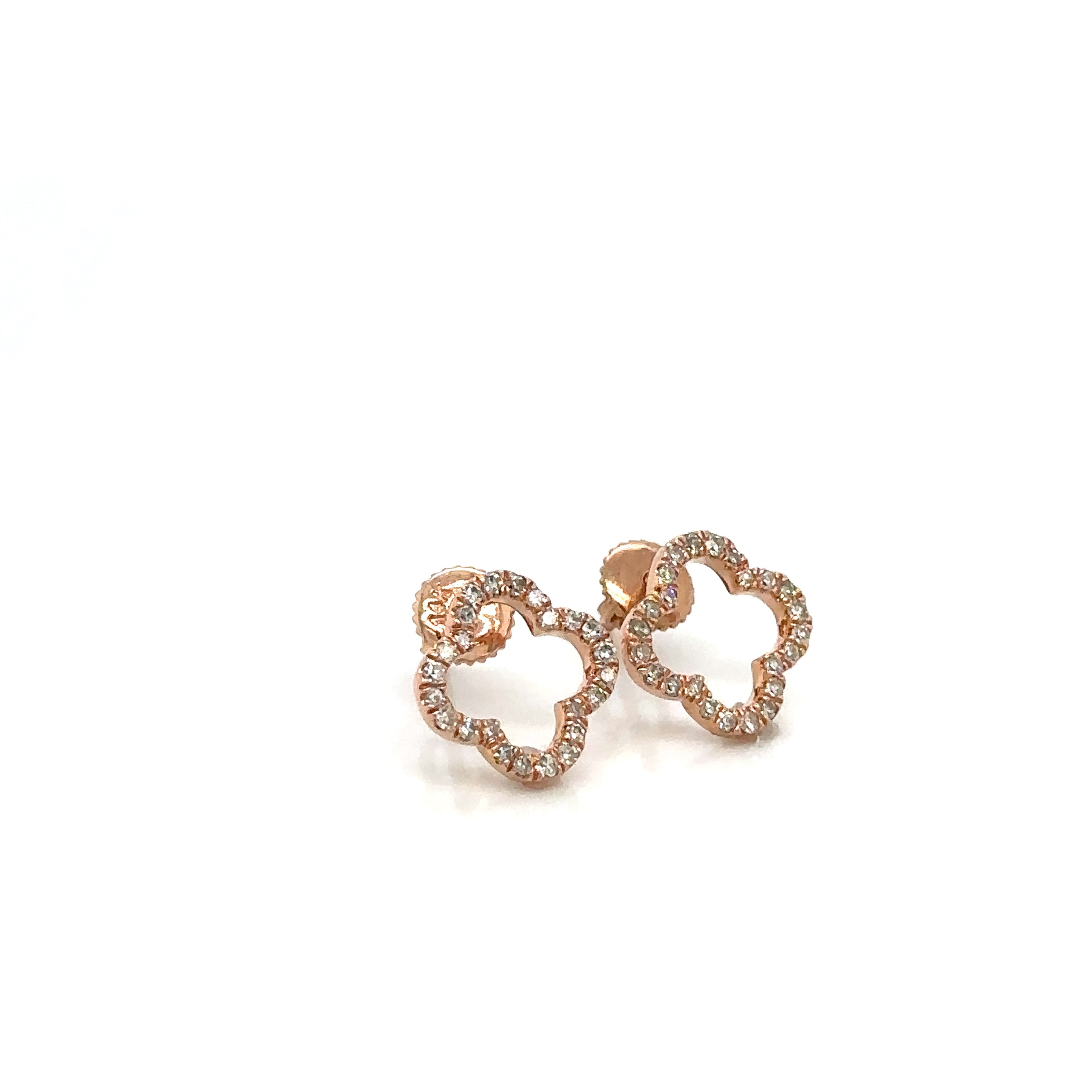14k Gold 0,26Ct  Diamond Earrings, Real Diamond Earrings, 14K Solid Gold Floral image 1