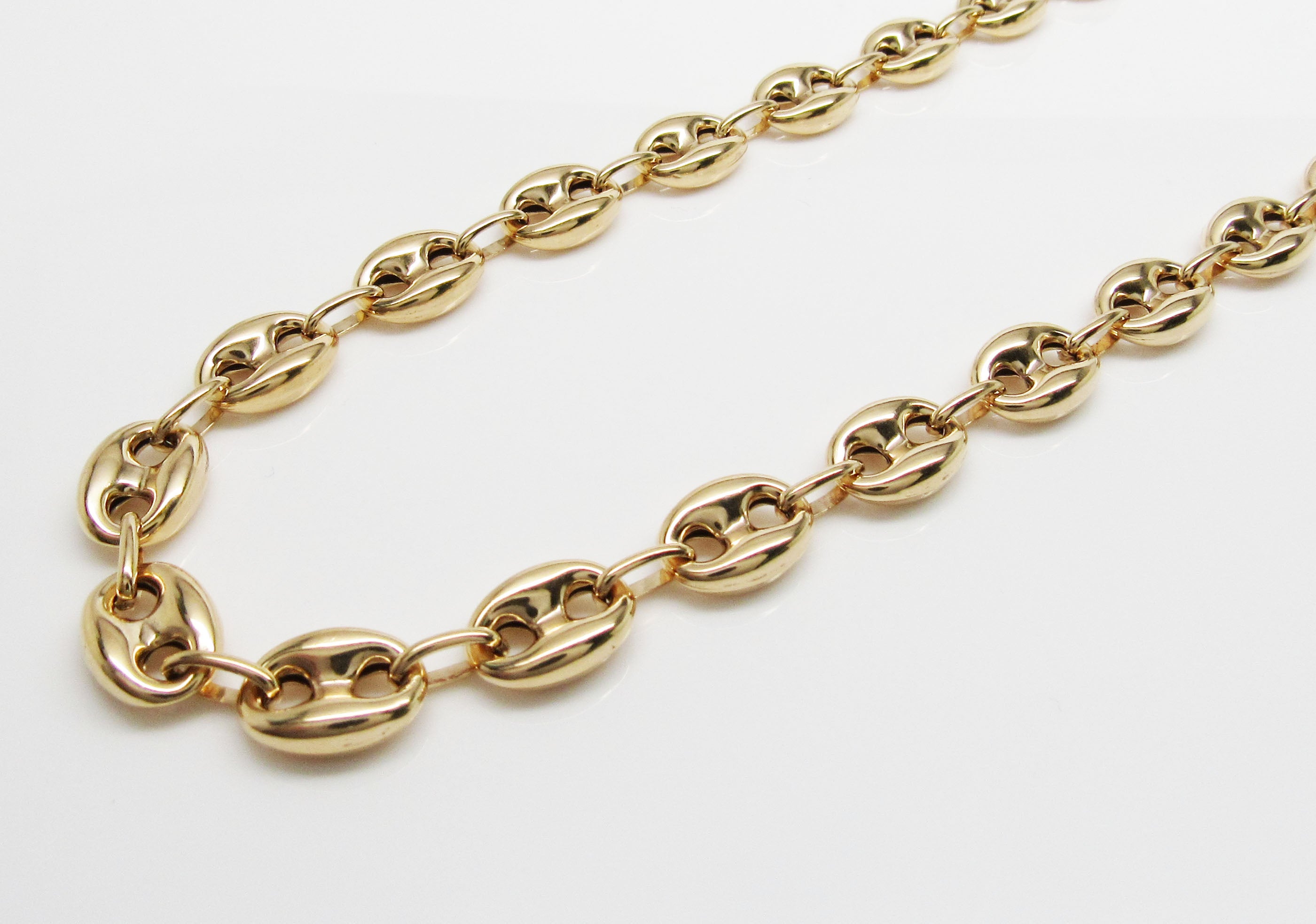 Puffed Mariner Anchor Link Chain Real 14K Yellow Gold-Hollow image 4
