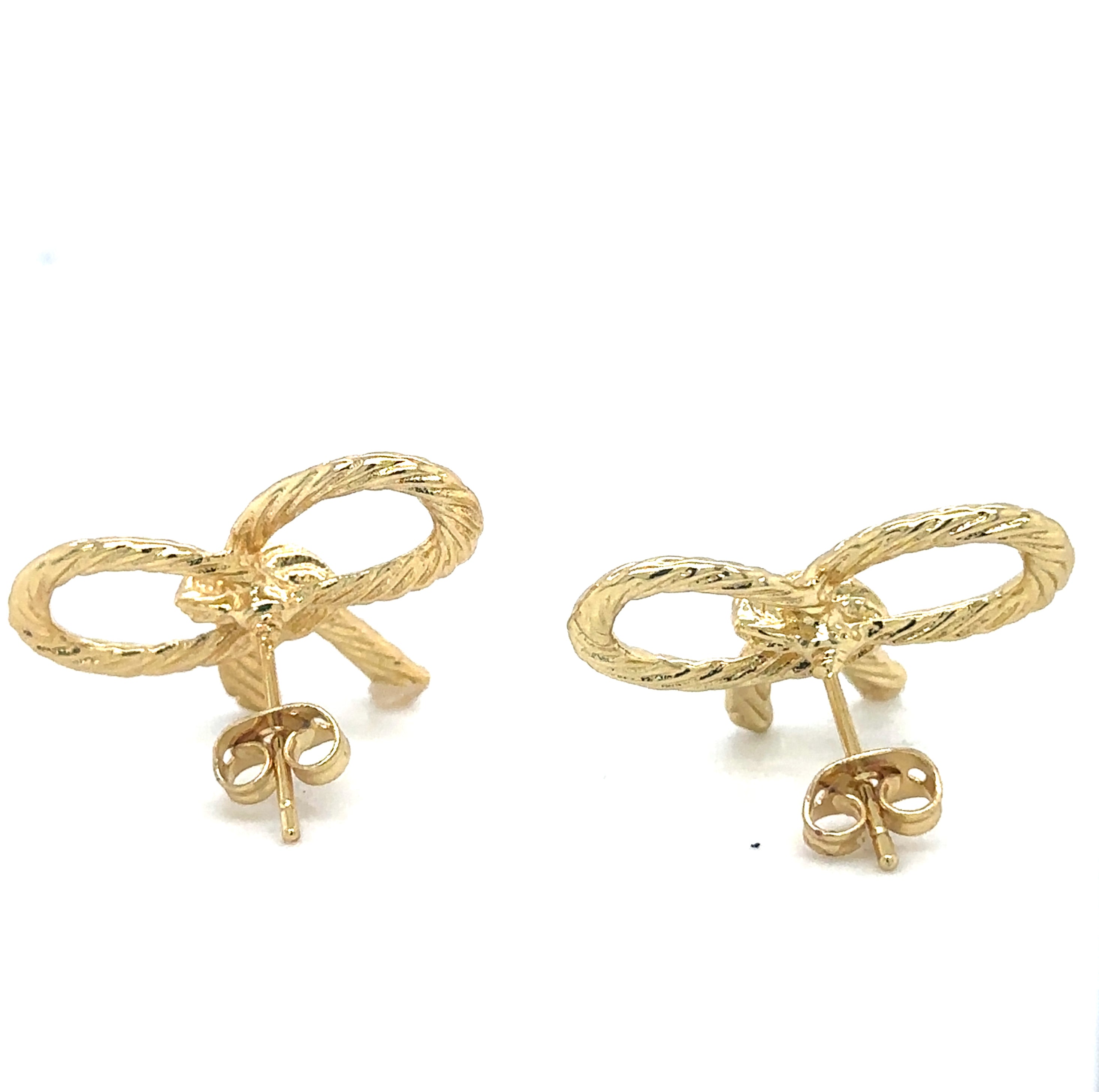 Chic Textured Gold-Plated Bow Stud Earrings image 4