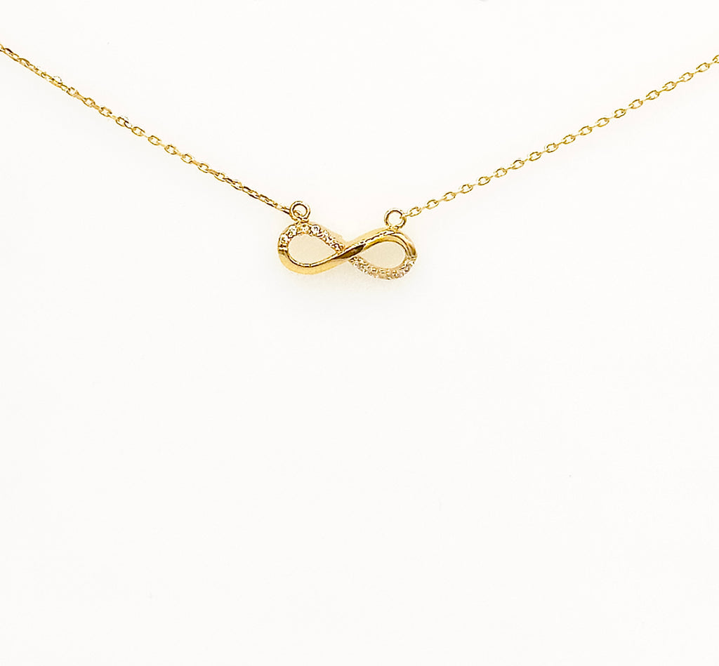 Infinity Pendant Necklace in Real 14K Gold  with Cubic Zirconia image 2