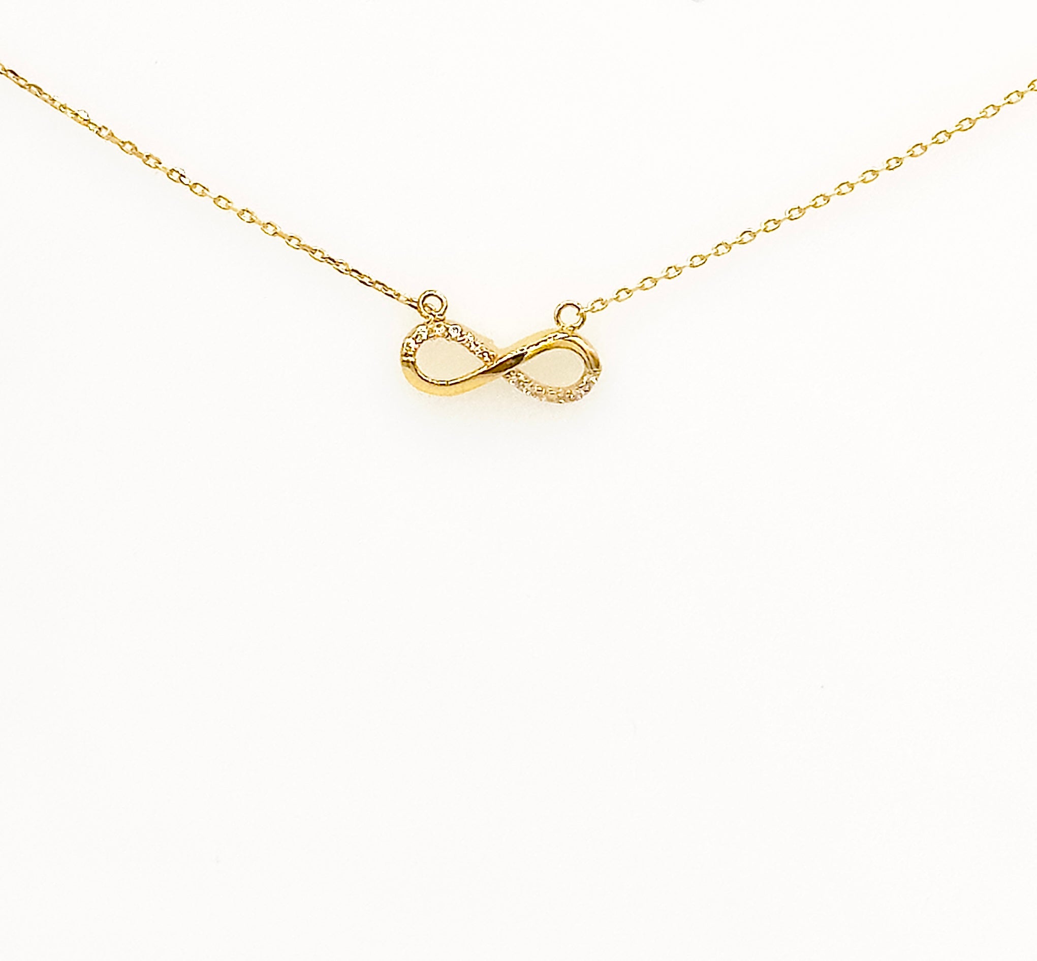 Infinity Pendant Necklace in Real 14K Gold  with Cubic Zirconia image 2