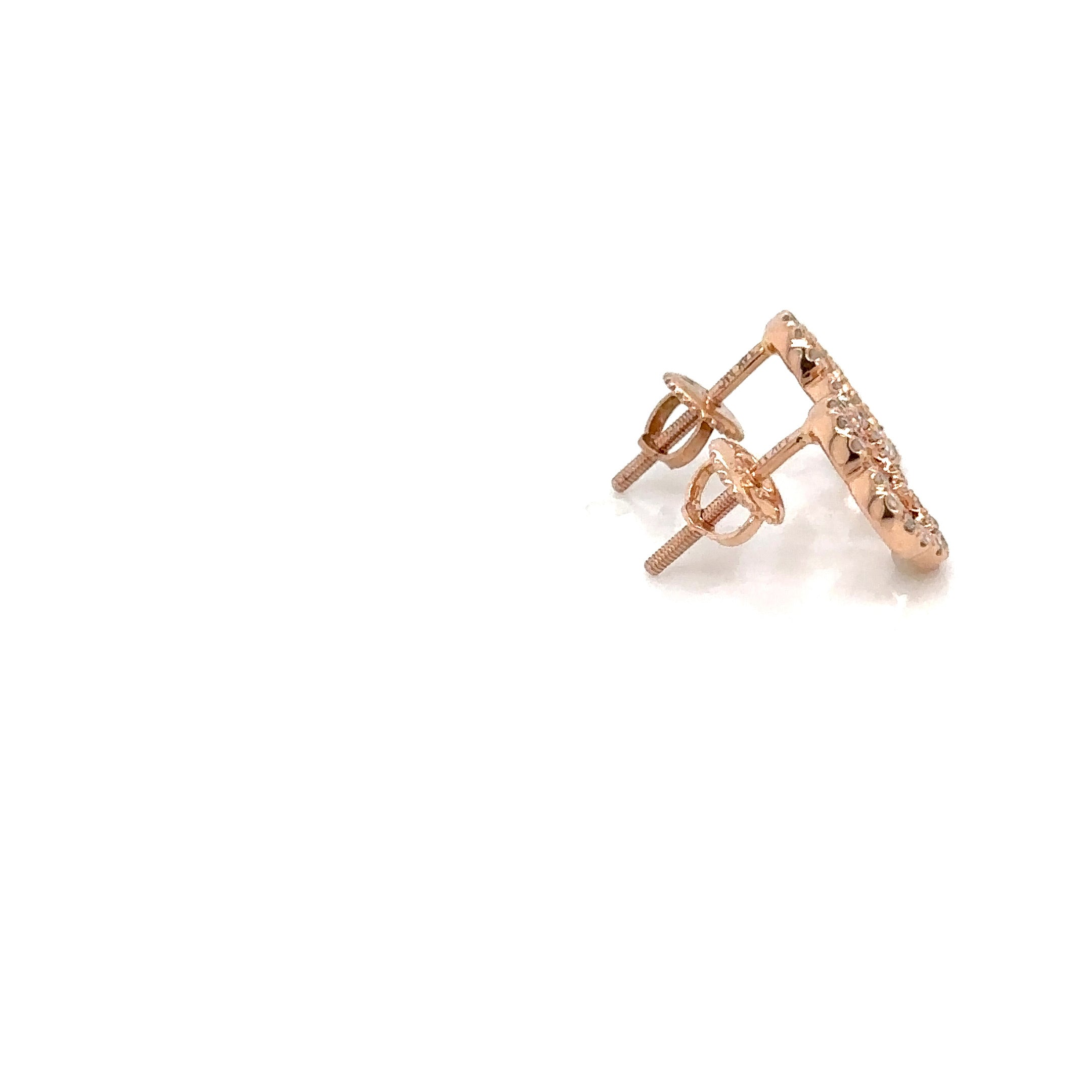 14k Gold 0,26Ct  Diamond Earrings, Real Diamond Earrings, 14K Solid Gold Floral image 3