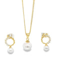 Elegant Gold-Plated Pearl Jewelry Set, Pendant Necklace, Necklace with Earrings image 0