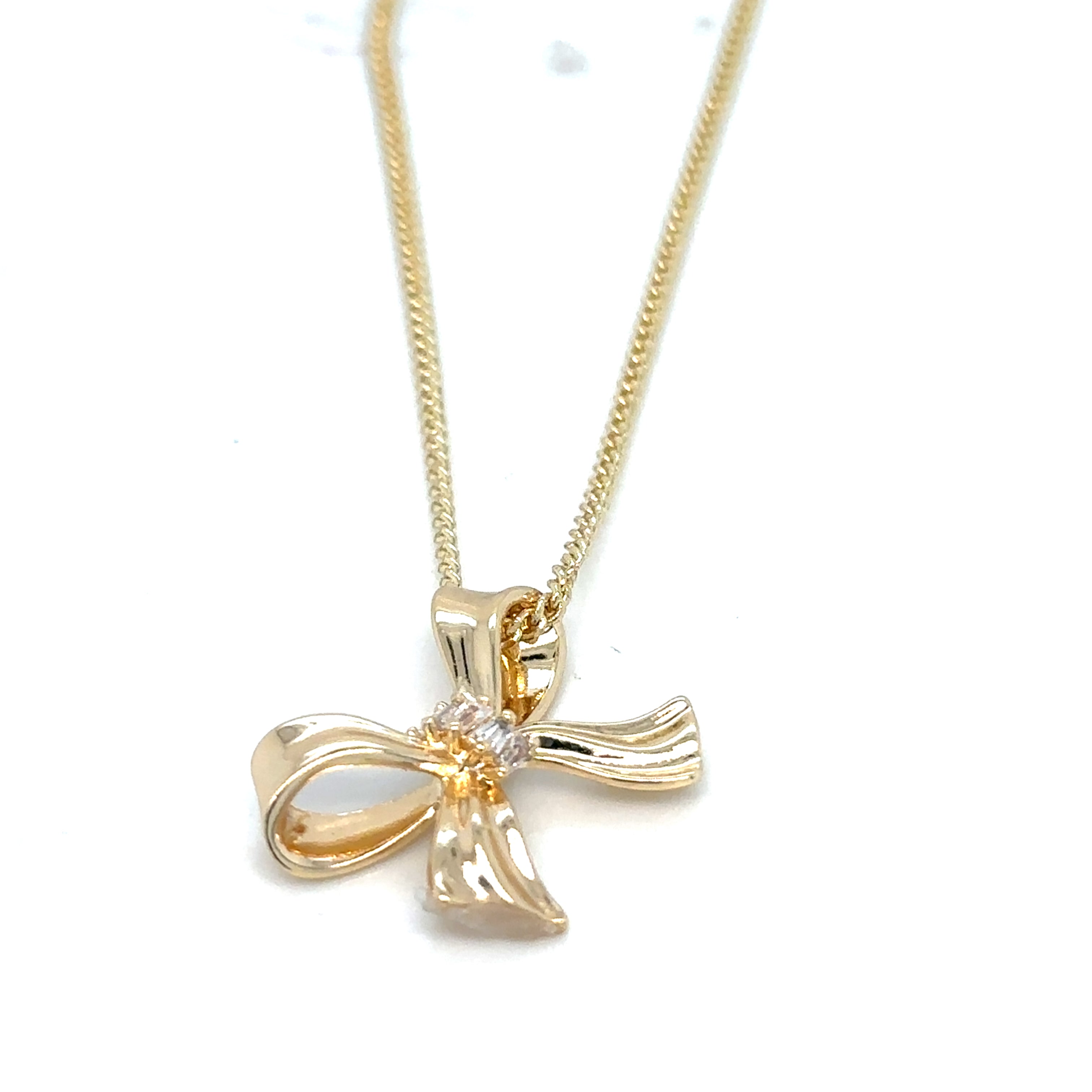 Delicate Gold-Plated Bow Necklace & Earring Set image 4