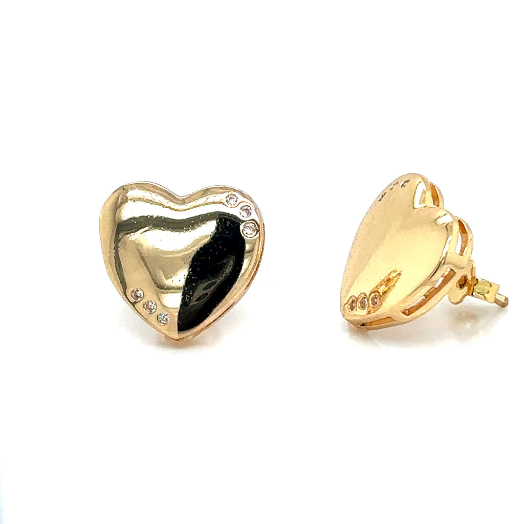 Elegant Heart-Shaped Gold Plated Stud Earrings image 2