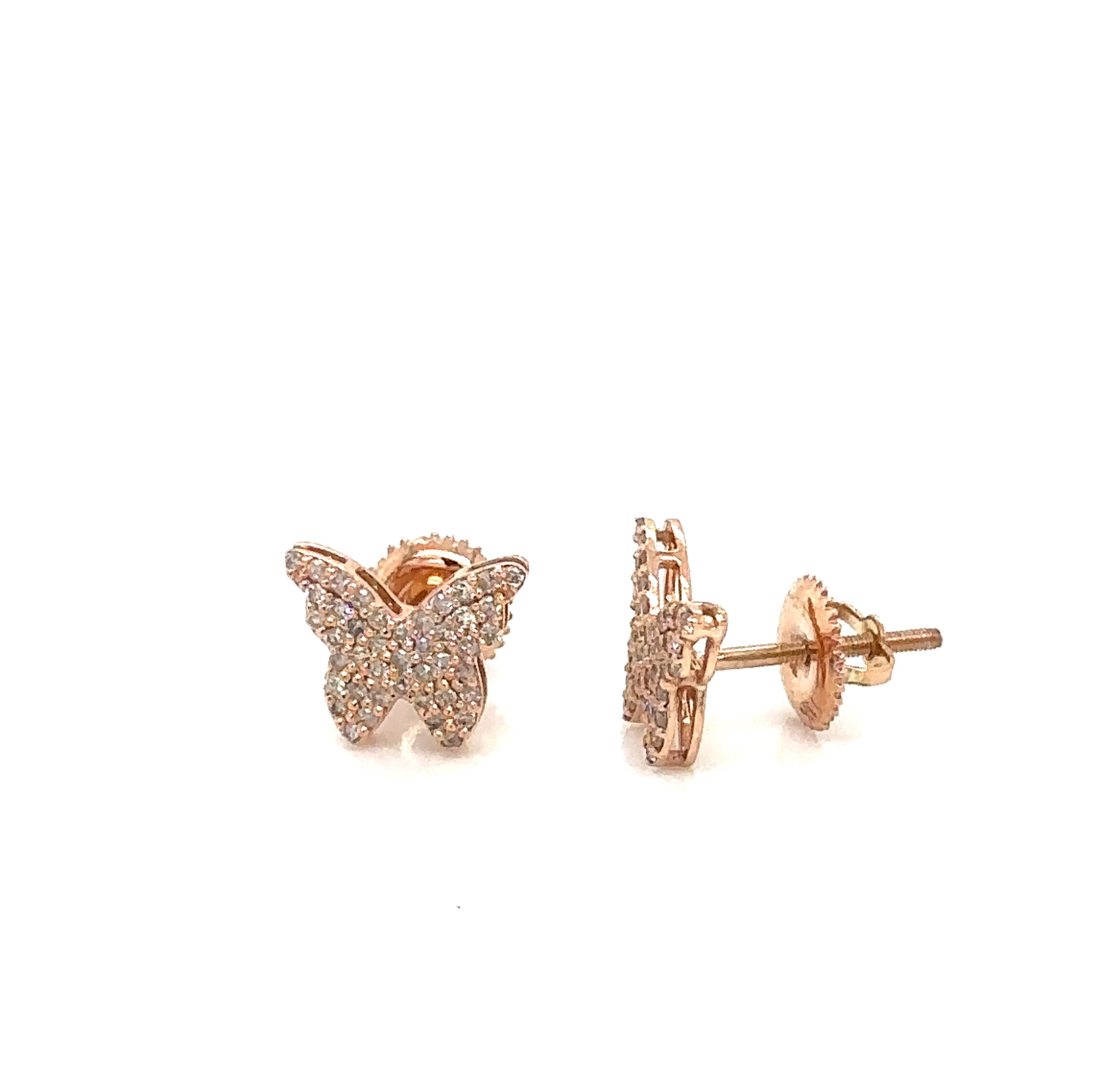 14k Gold 0,44Ct Diamond Earrings, Real Diamond Earrings,14K Solid Gold butterfly image 3