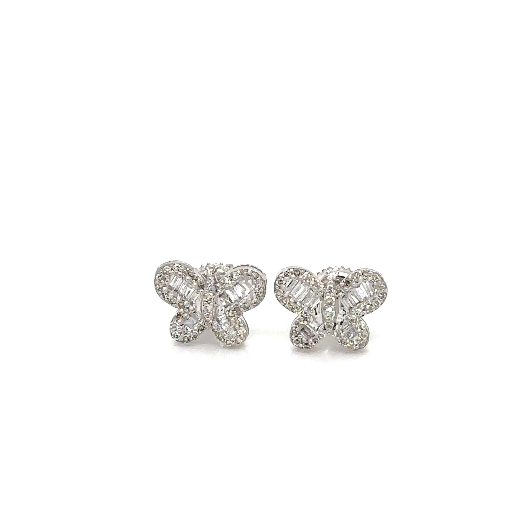 14k Gold 0,57Ct Diamond Earrings, Real Diamond Earrings,14K Solid Gold butterfly image 0