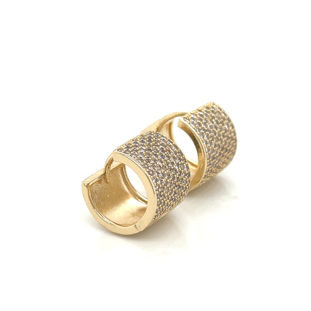 Sparkling Gold-Plated Huggie Earrings with Micro-Pavé Crystals image 2