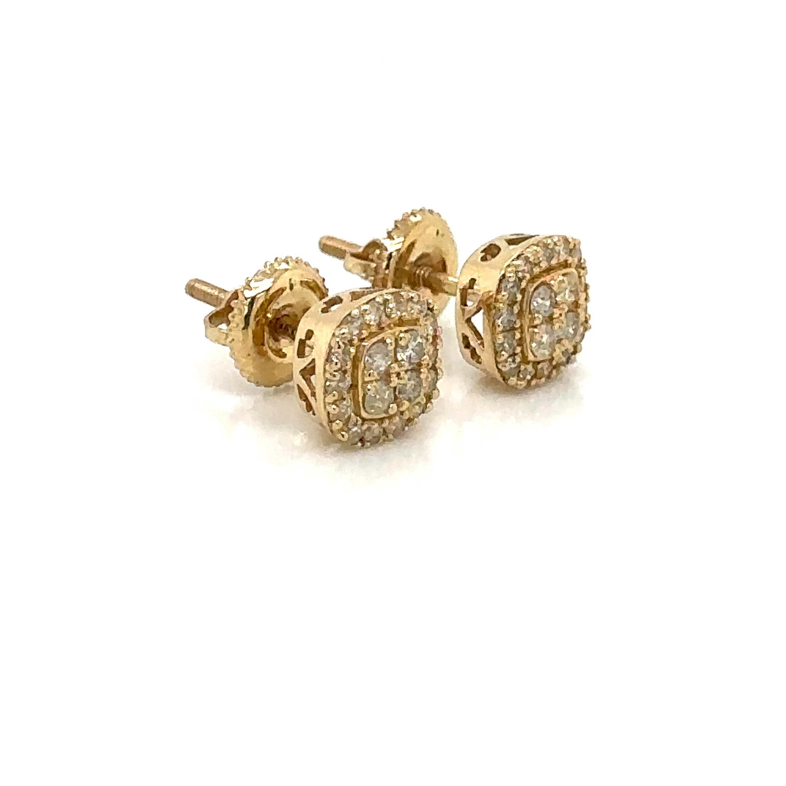 14k Gold 0,45Ct Diamond Earring,Real Diamond Earrings,14K Solid Gold Square Stud image 2