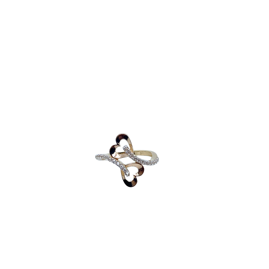 Two Hearts Women's Ring in 14K Real Gold image 0
