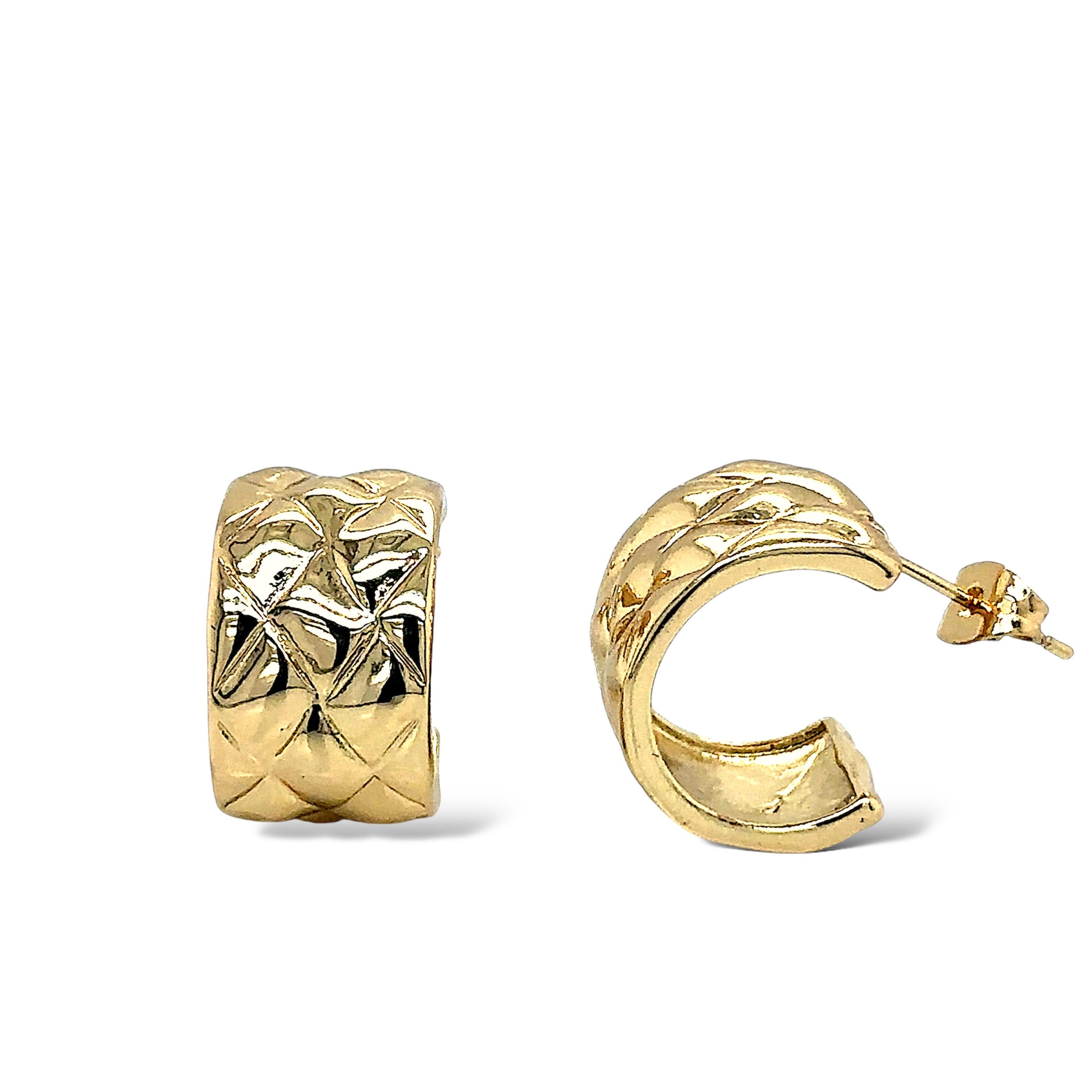 Textured Gold-Plated Half Huggie Earrings image 1