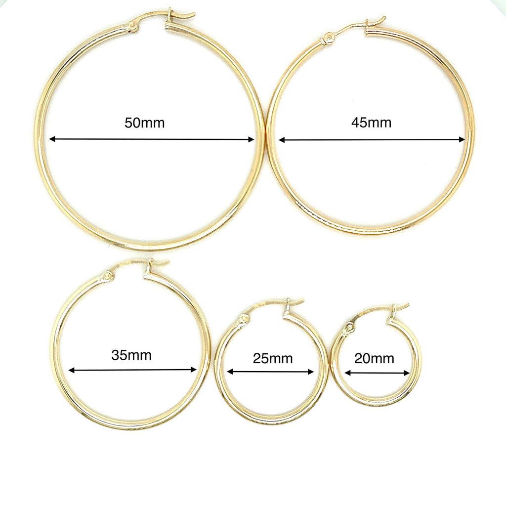 Plain Hoop Earrings in Real 14K Gold image 3