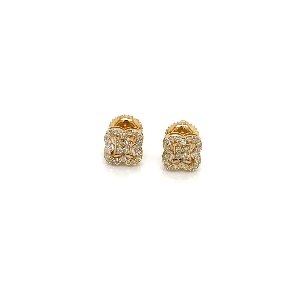 14k Gold 0,37Ct Diamond Earrings, Real Diamond Earrings, 14K Solid Gold Floral image 3
