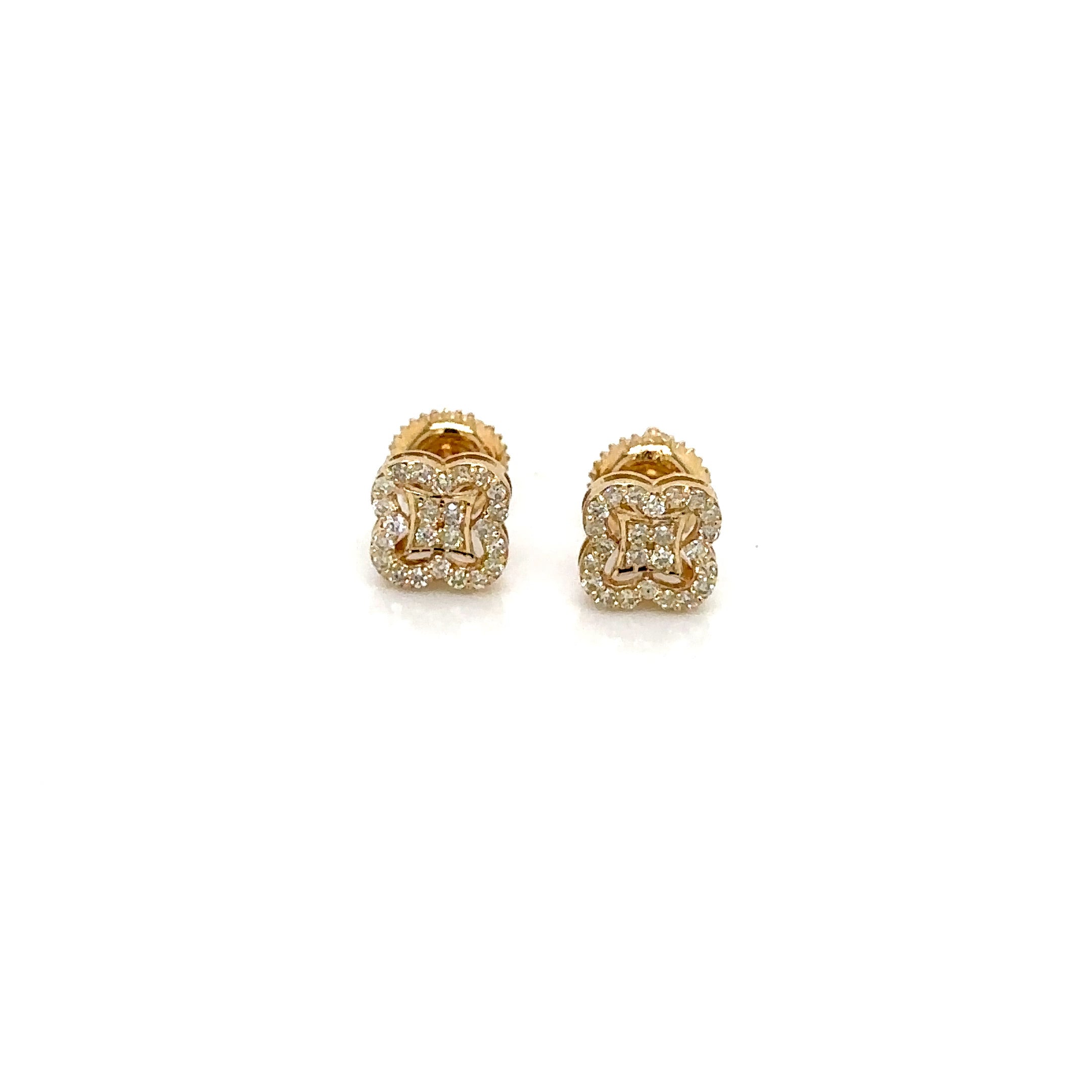 14k Gold 0,37Ct Diamond Earrings, Real Diamond Earrings, 14K Solid Gold Floral image 3