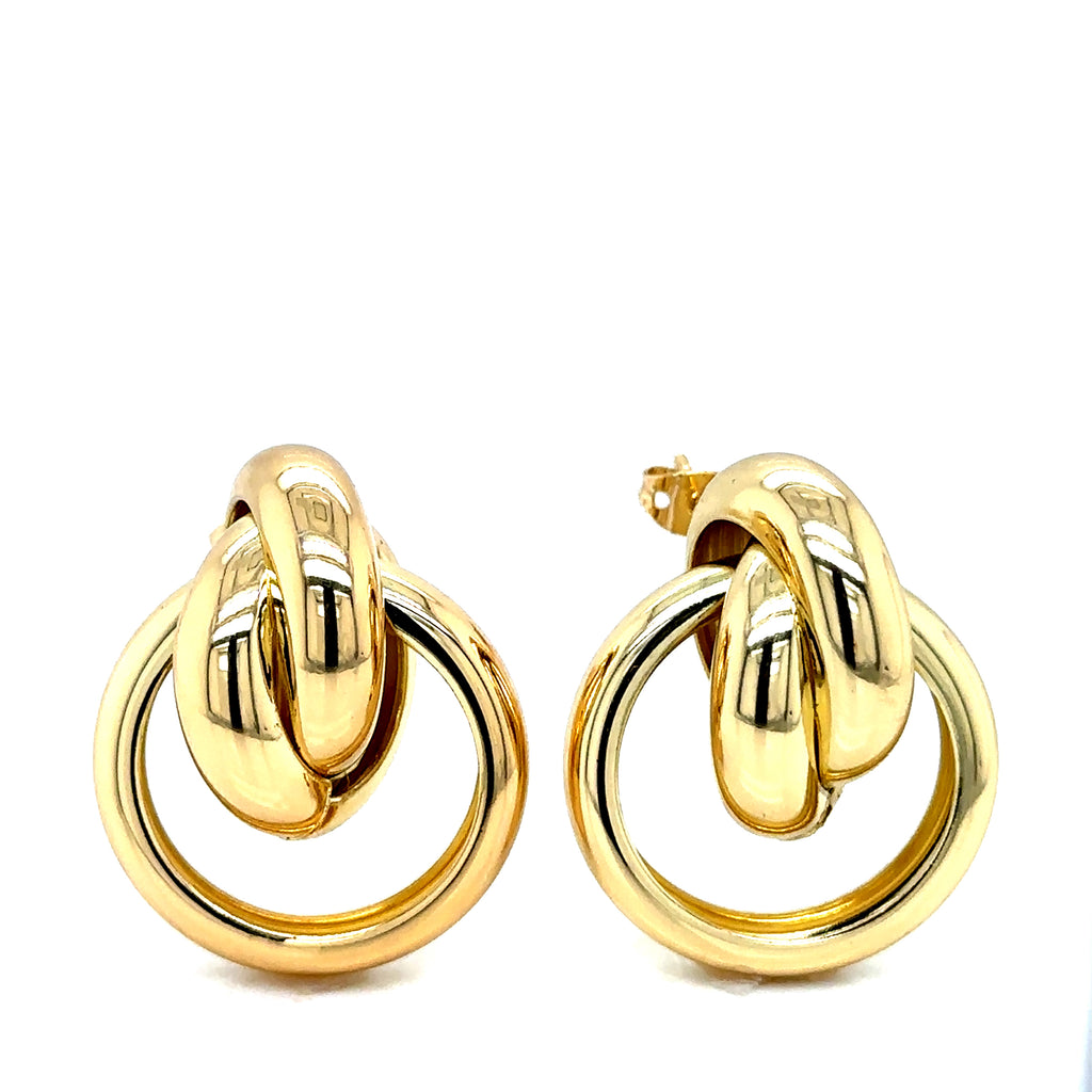 Bold Gold-Plated Double Circle Knot Earrings image 1