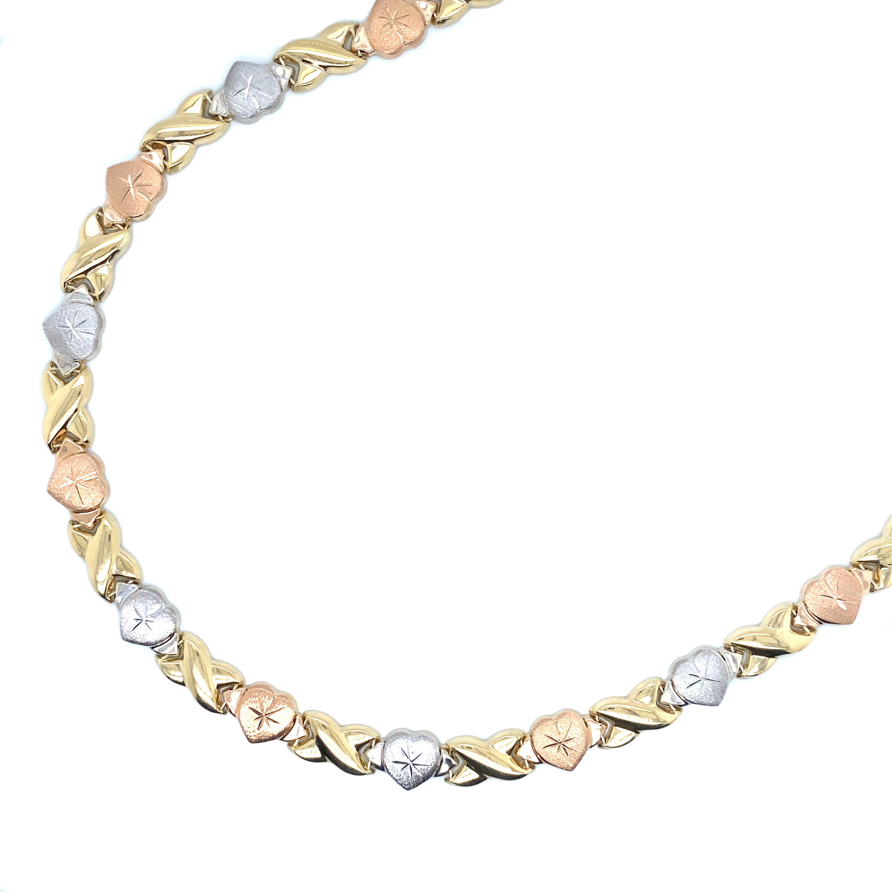 XO Hugs and Kisses Necklace Tri-Color in Real 14K Gold image 1