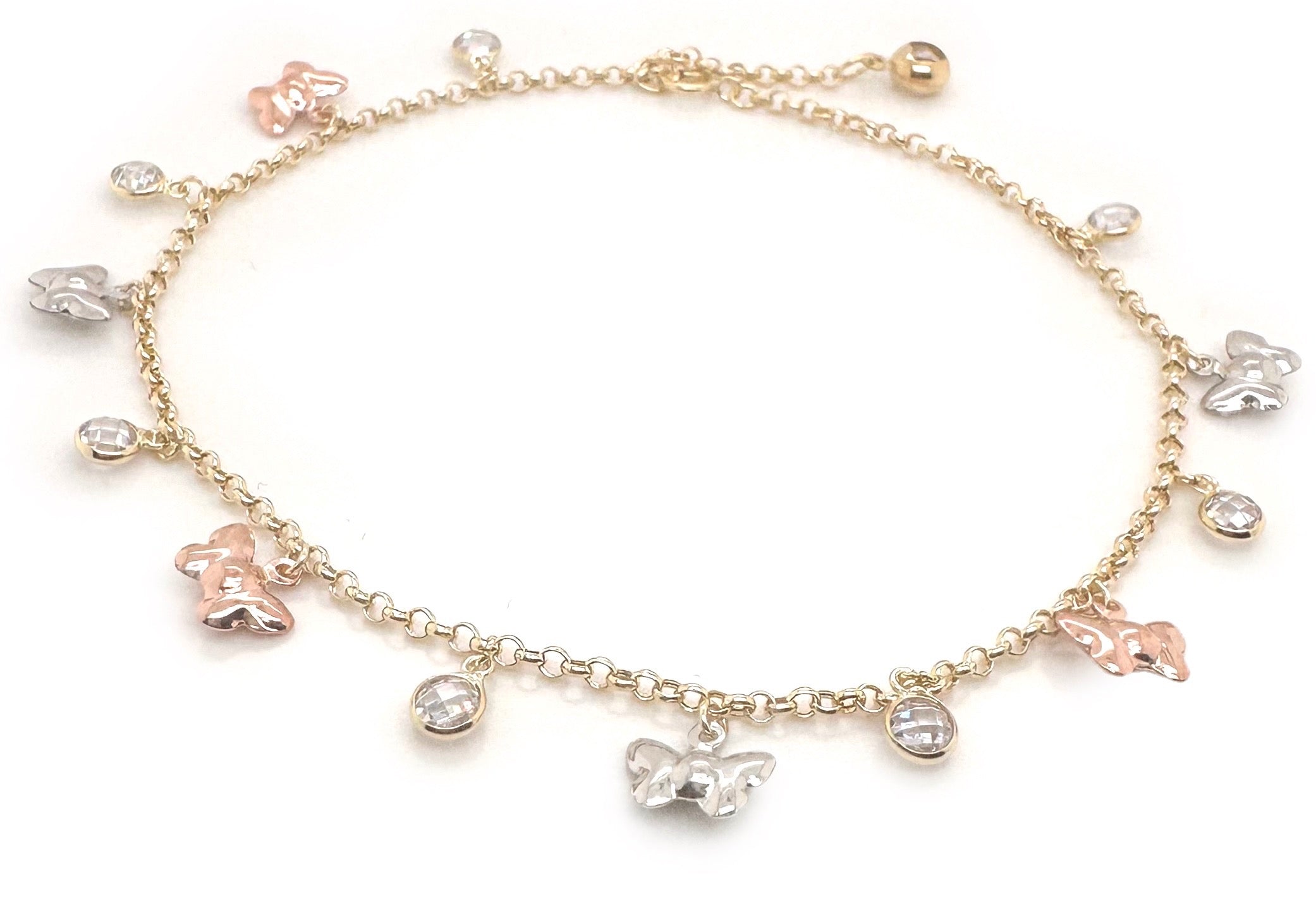 14K Real Gold Women’s Anklet with Butterfly Charm image 0