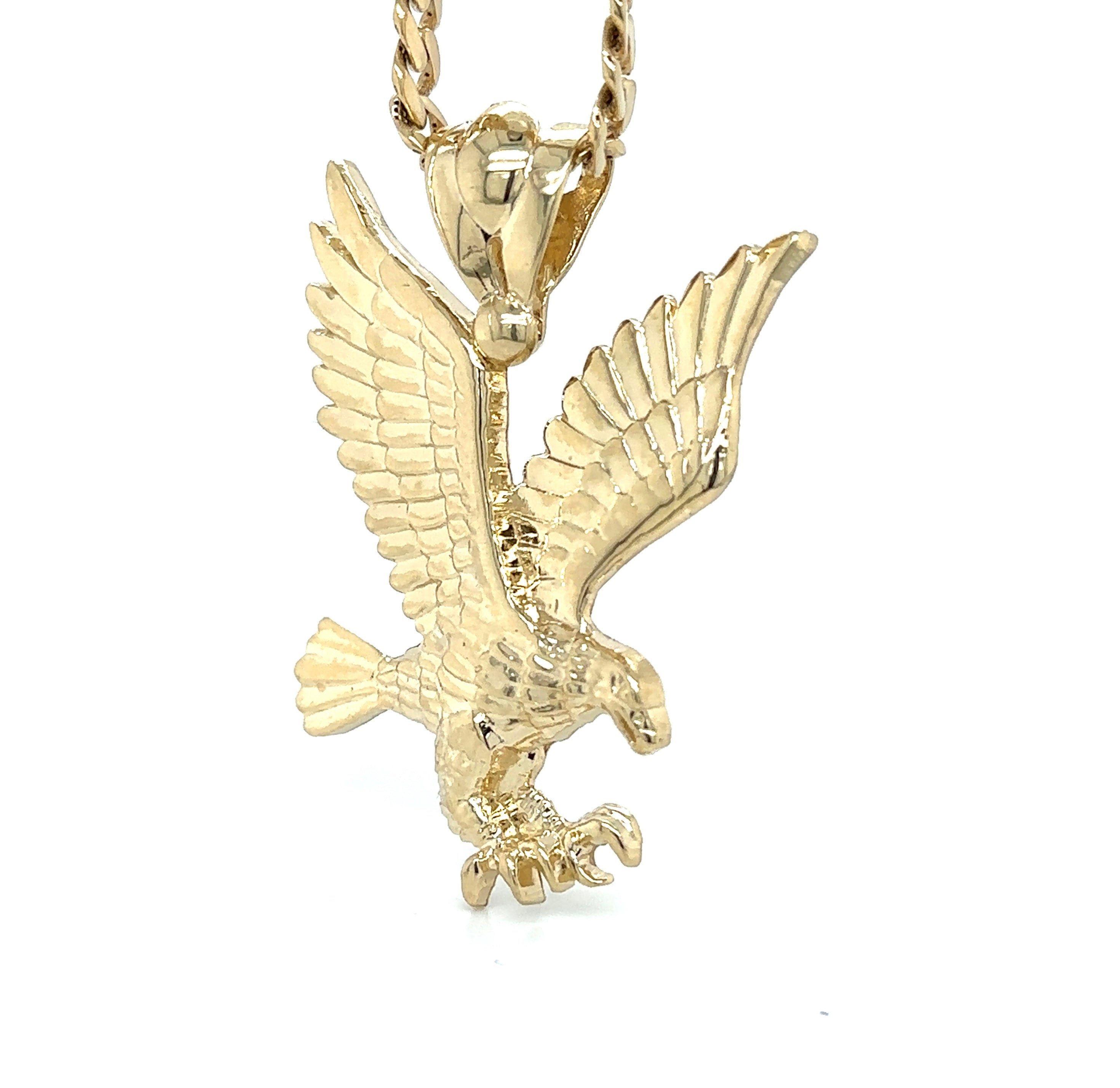 Solid 14K Real Gold Landing Eagle Pendant Charm, Pendants for Him image 7