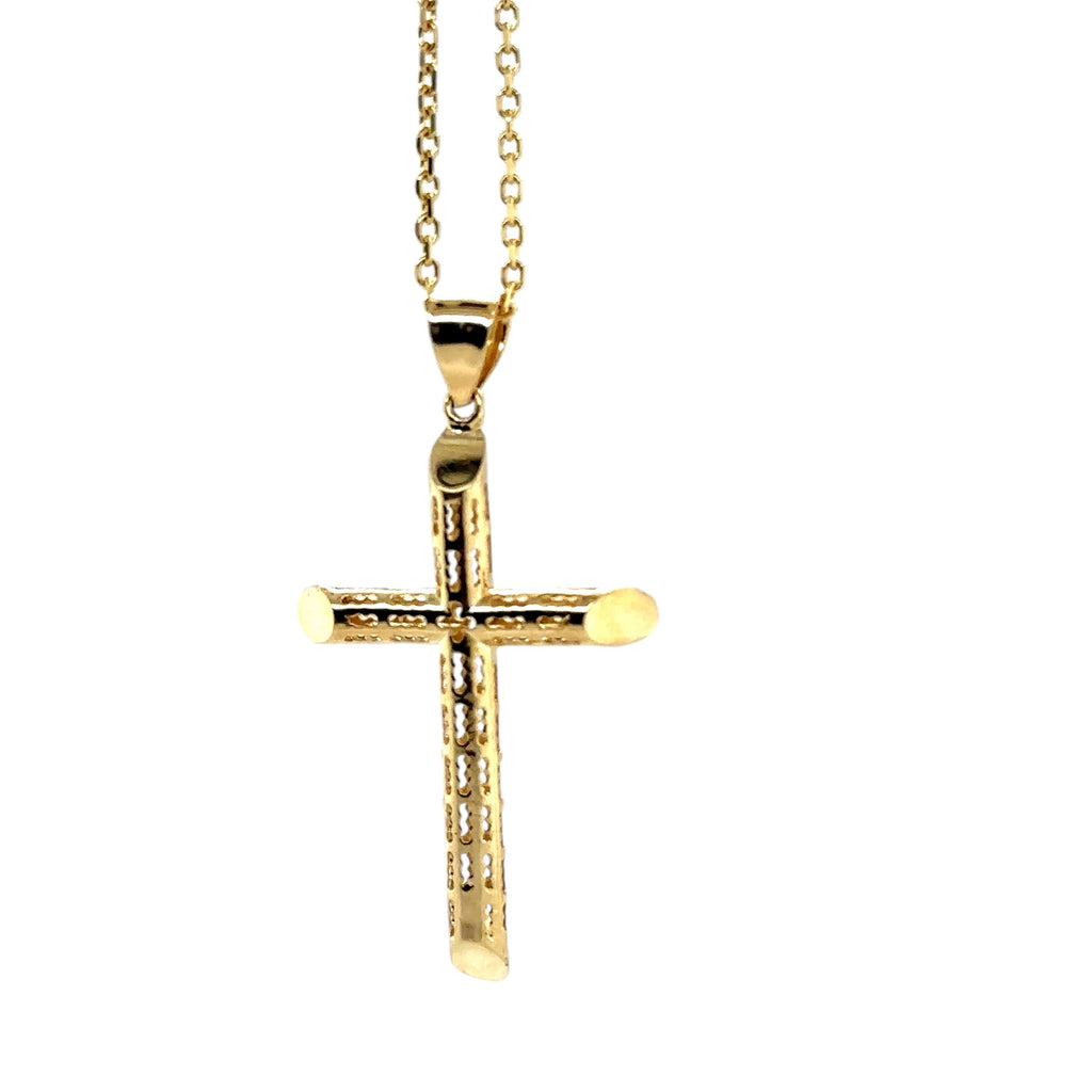 14K Real Gold Cross Pendant - Gold Crucifix Pendant - Unisex Crucifix Pendant  - image 1