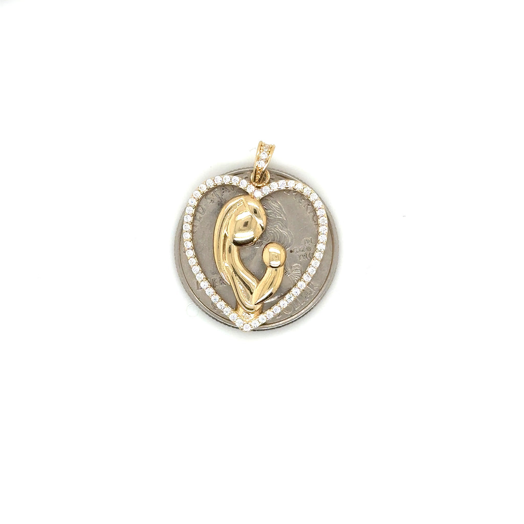 14K Real Gold Mom And Baby Pendant image 3