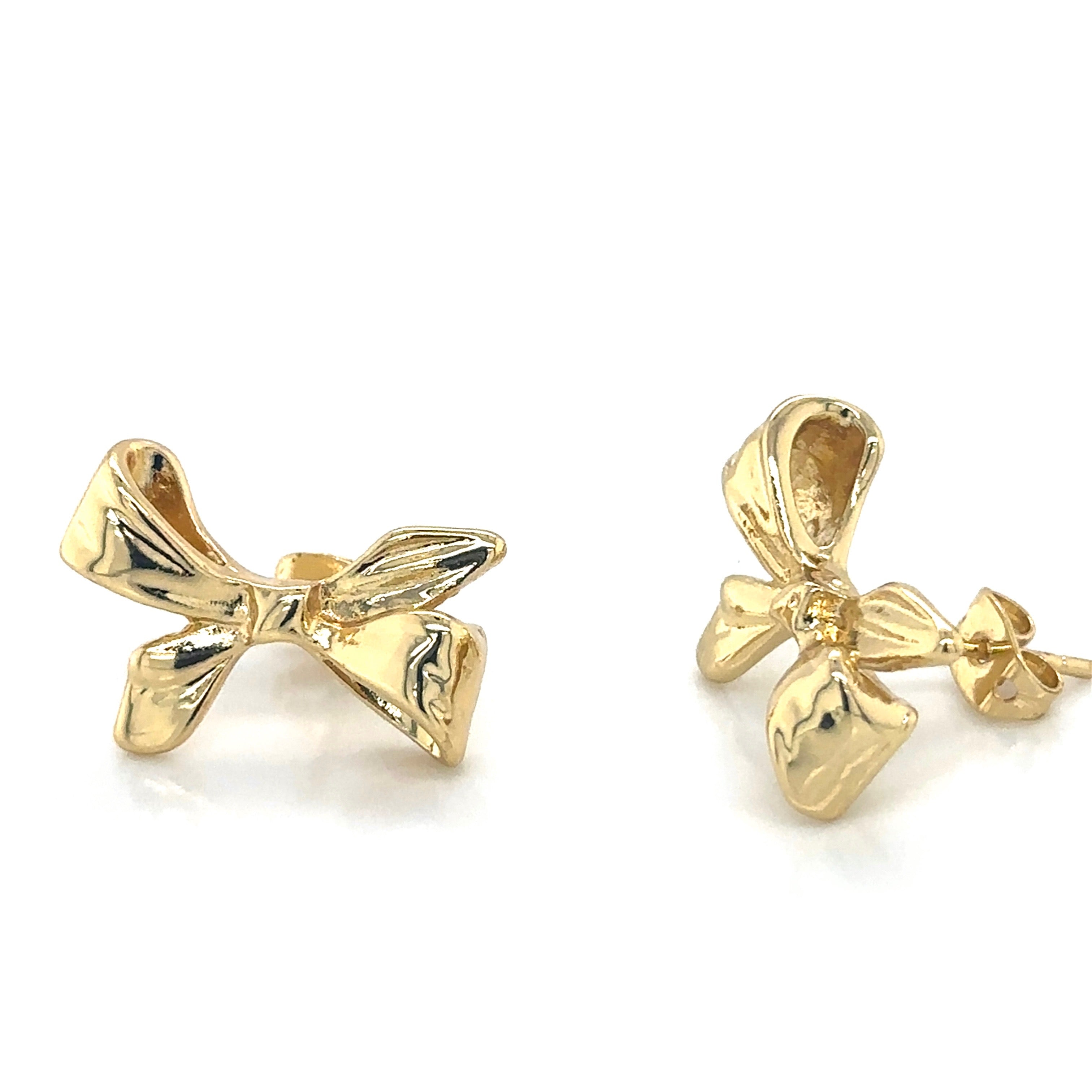 Delicate Gold-Plated Bow Stud Earrings image 1