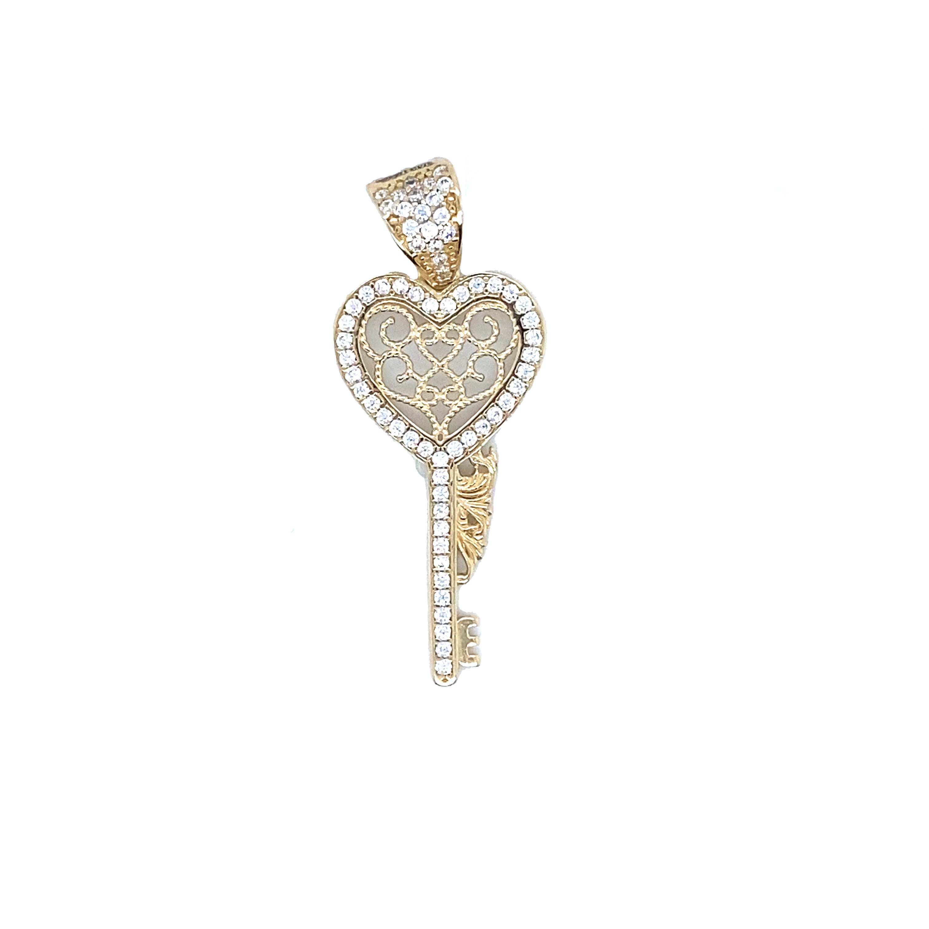 Heart Key Pendant in 14K Real Gold image 0