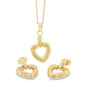 Elegant Gold-Plated Jewelry Set, Heart Pendant with Earring Set image 0