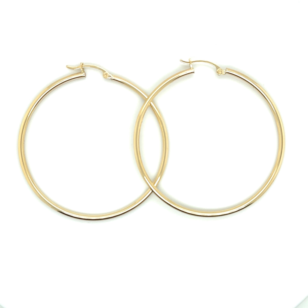Plain Hoop Earrings in Real 14K Gold image 0