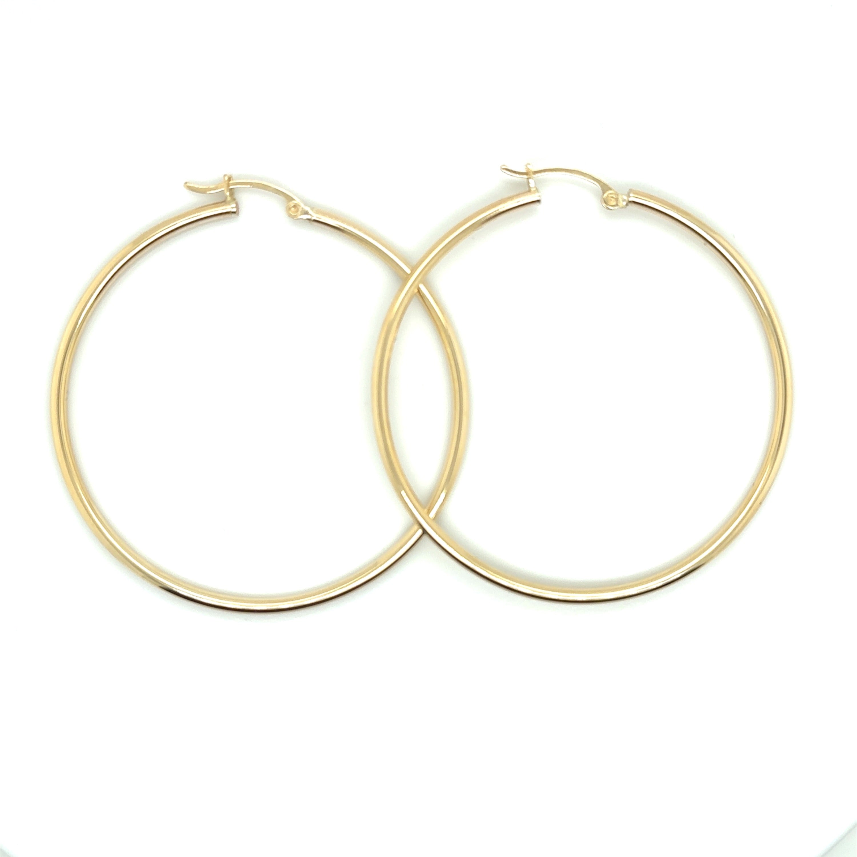 Plain Hoop Earrings in Real 14K Gold image 0